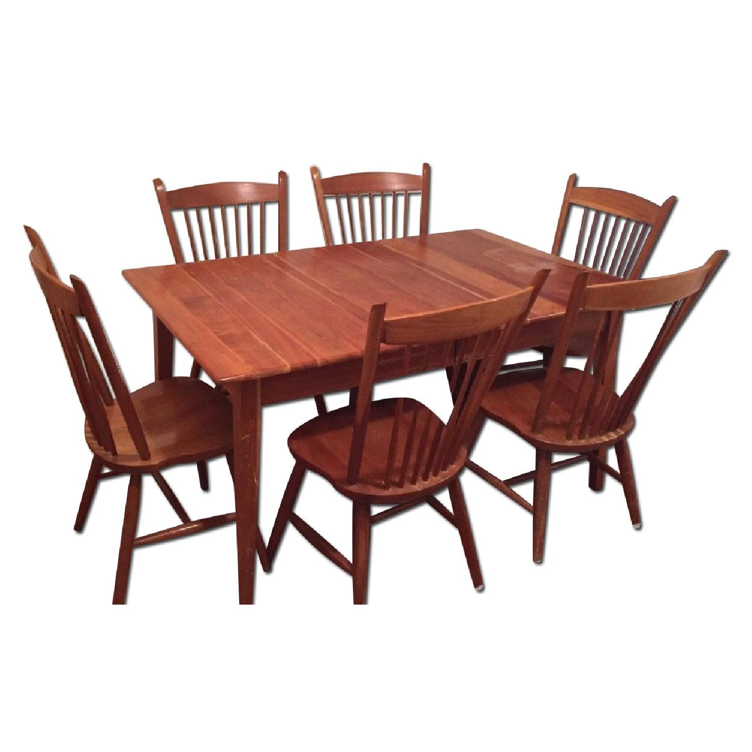 Expandable Cherry Table w/ 6 Chairs - AptDeco