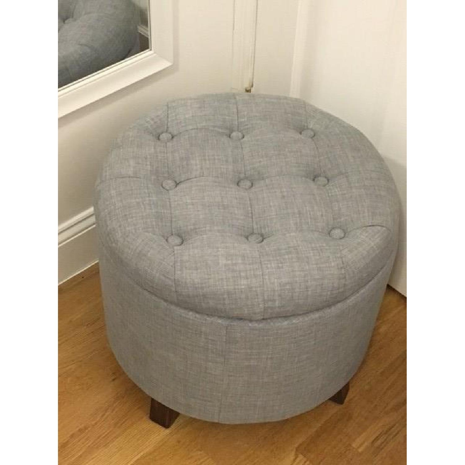Threshold Tufted Round Storage Ottoman inHeathered Gray - image-1