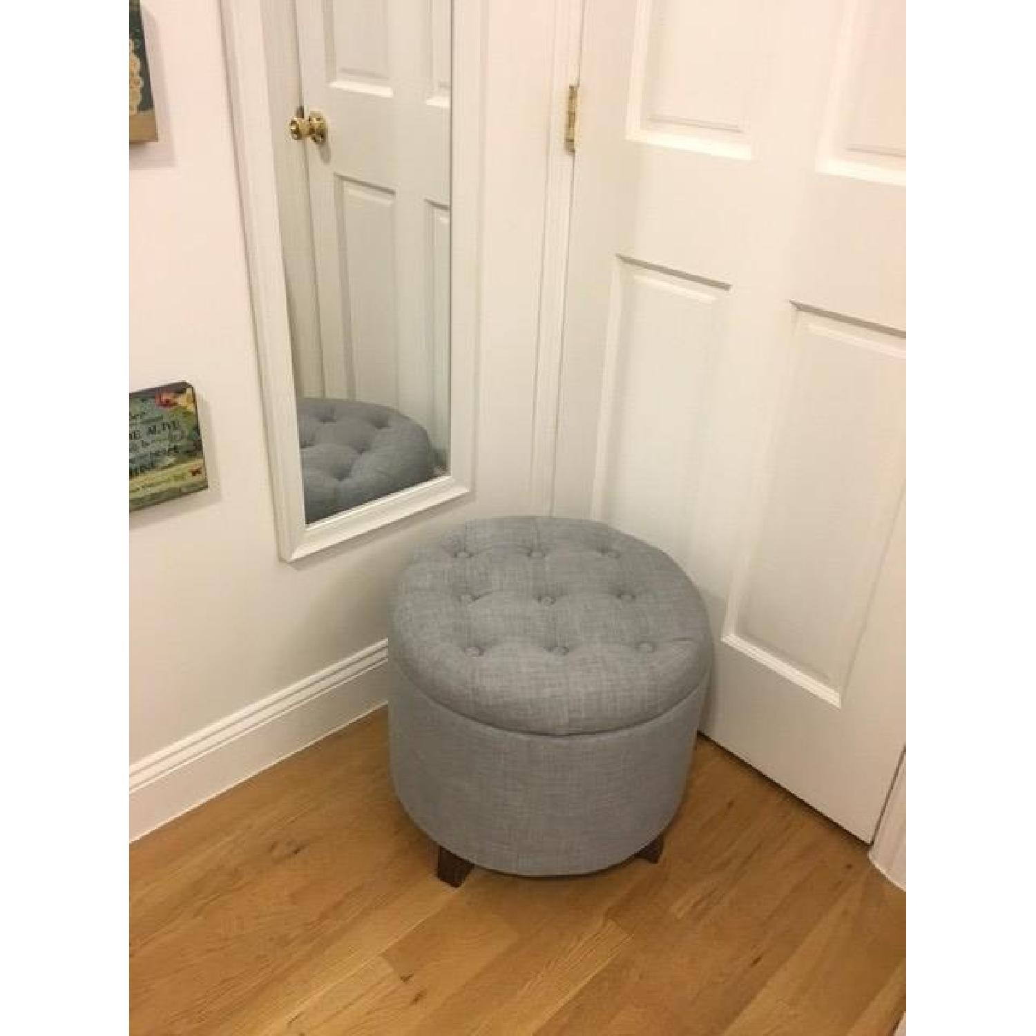 Threshold Tufted Round Storage Ottoman inHeathered Gray - image-2