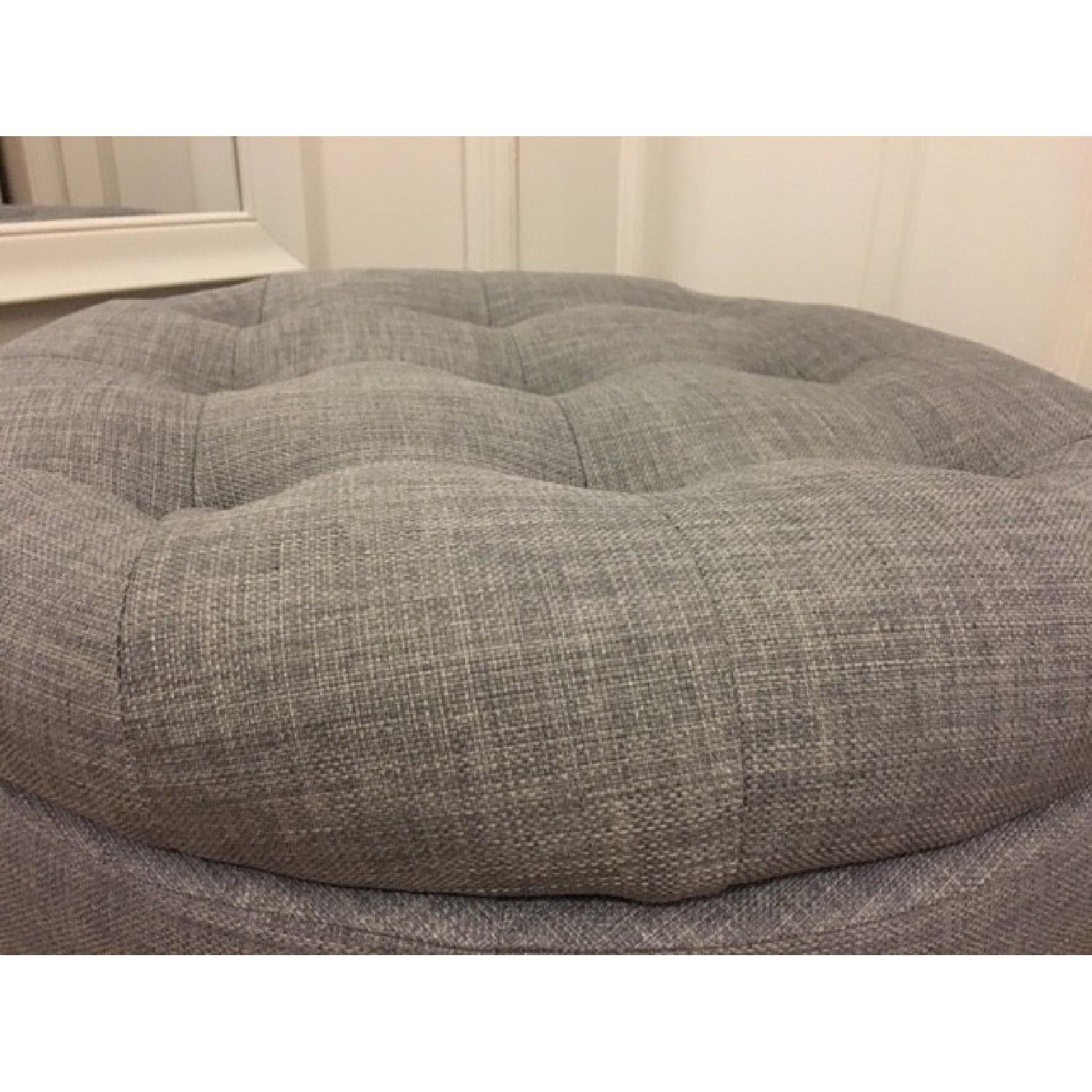Threshold Tufted Round Storage Ottoman inHeathered Gray - image-4