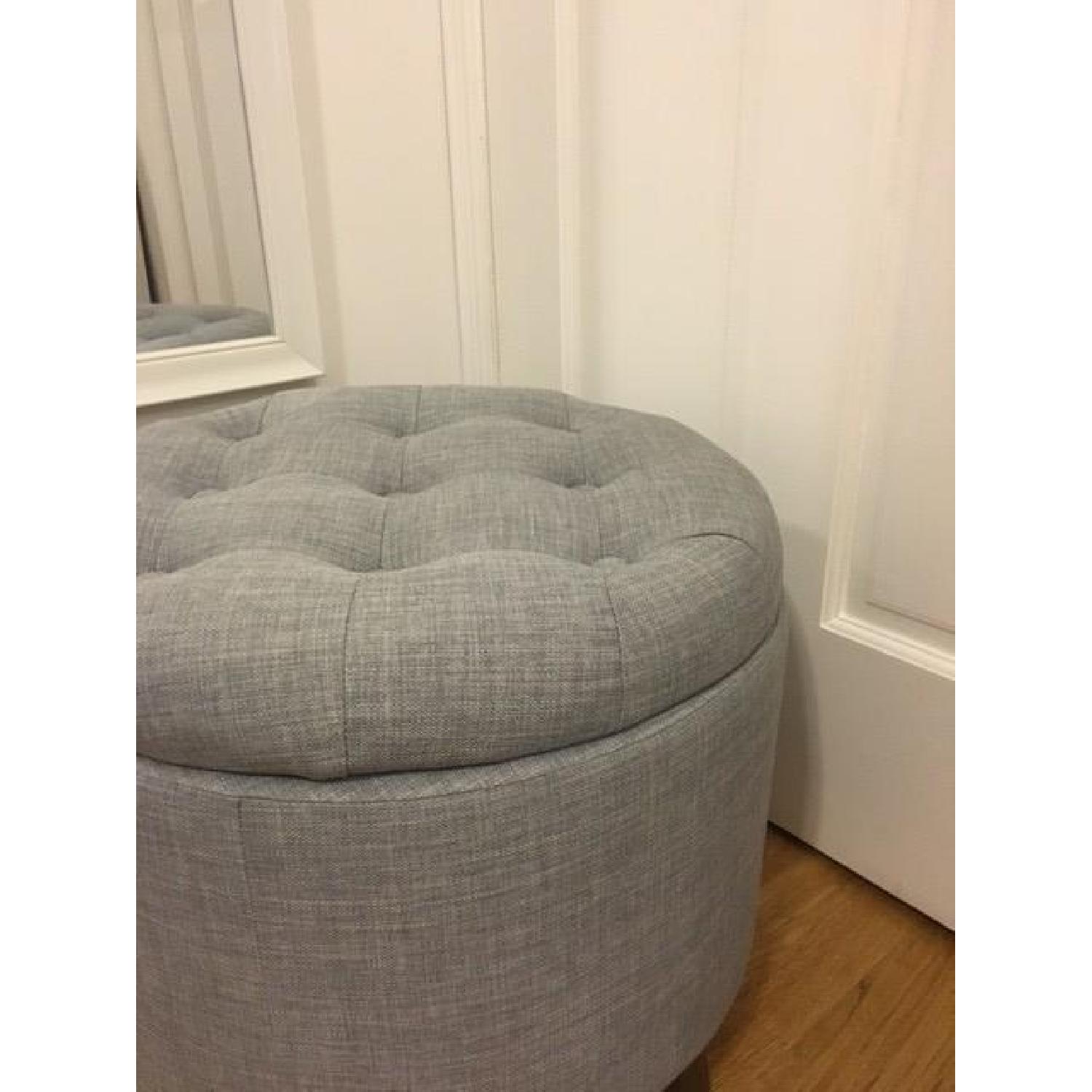 Threshold Tufted Round Storage Ottoman inHeathered Gray - image-5