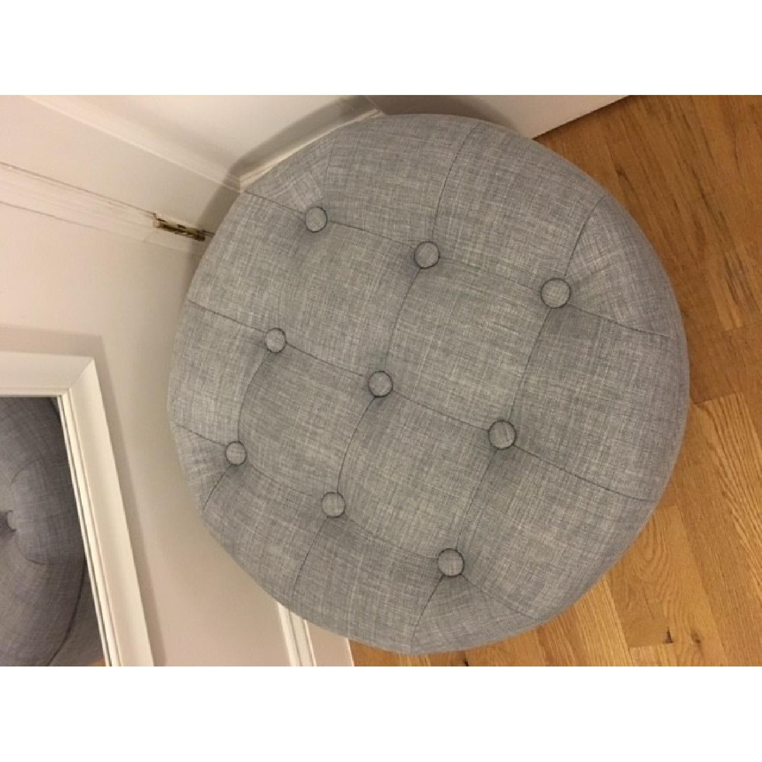 Threshold Tufted Round Storage Ottoman inHeathered Gray - image-7