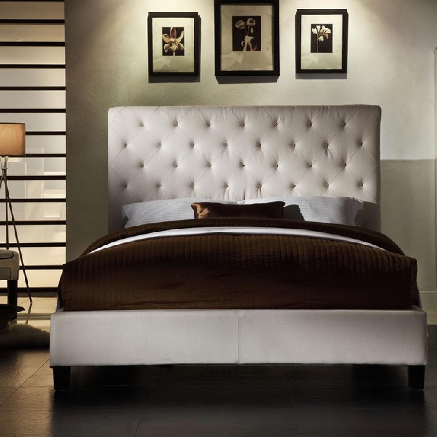 Tribecca Home Sophie Beige Fabric Tufted Full-Size Upholstered Platform Bed - image-1