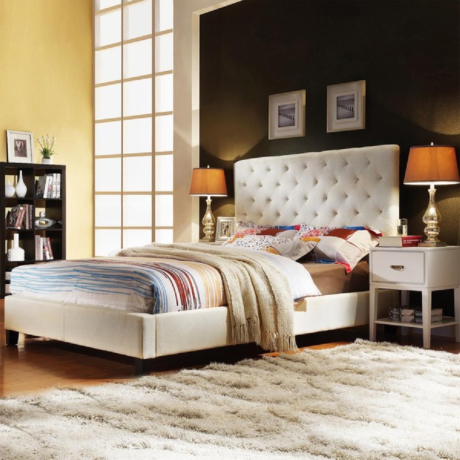 Tribecca Home Sophie Beige Fabric Tufted Full-Size Upholstered Platform Bed - image-3