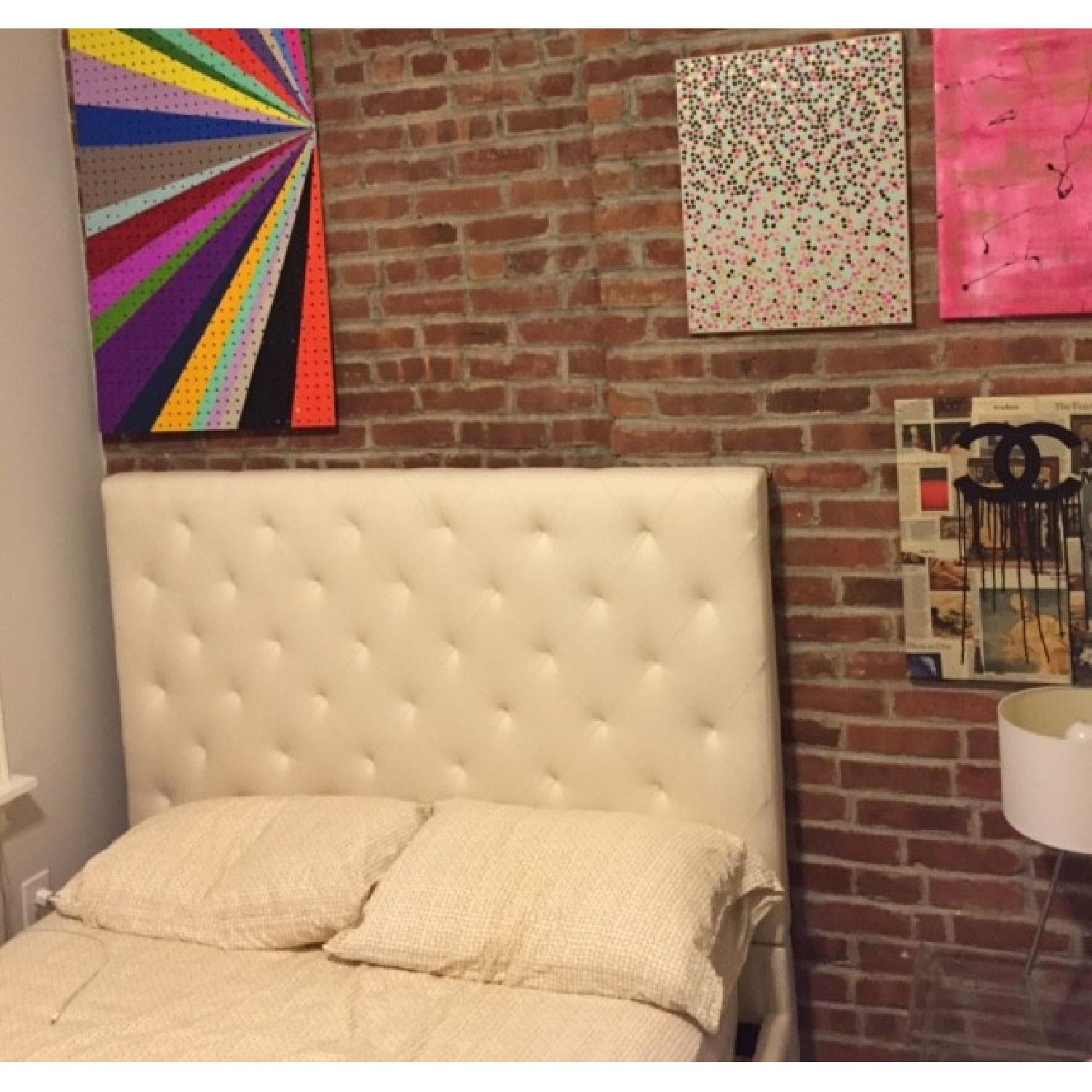 Tribecca Home Sophie Beige Fabric Tufted Full-Size Upholstered Platform Bed - image-6