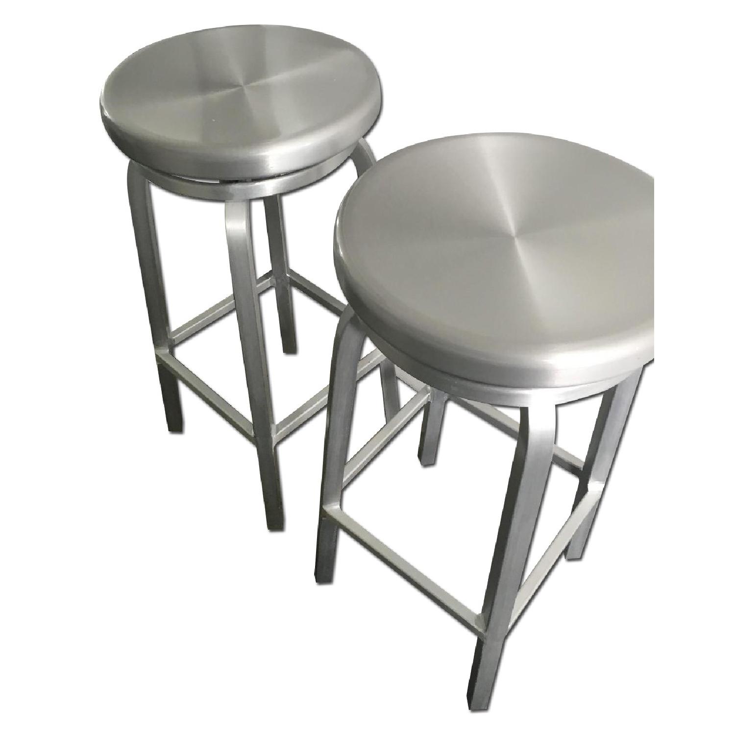 Crate & Barrel Spin Swivel Backless Counter Stools - image-0