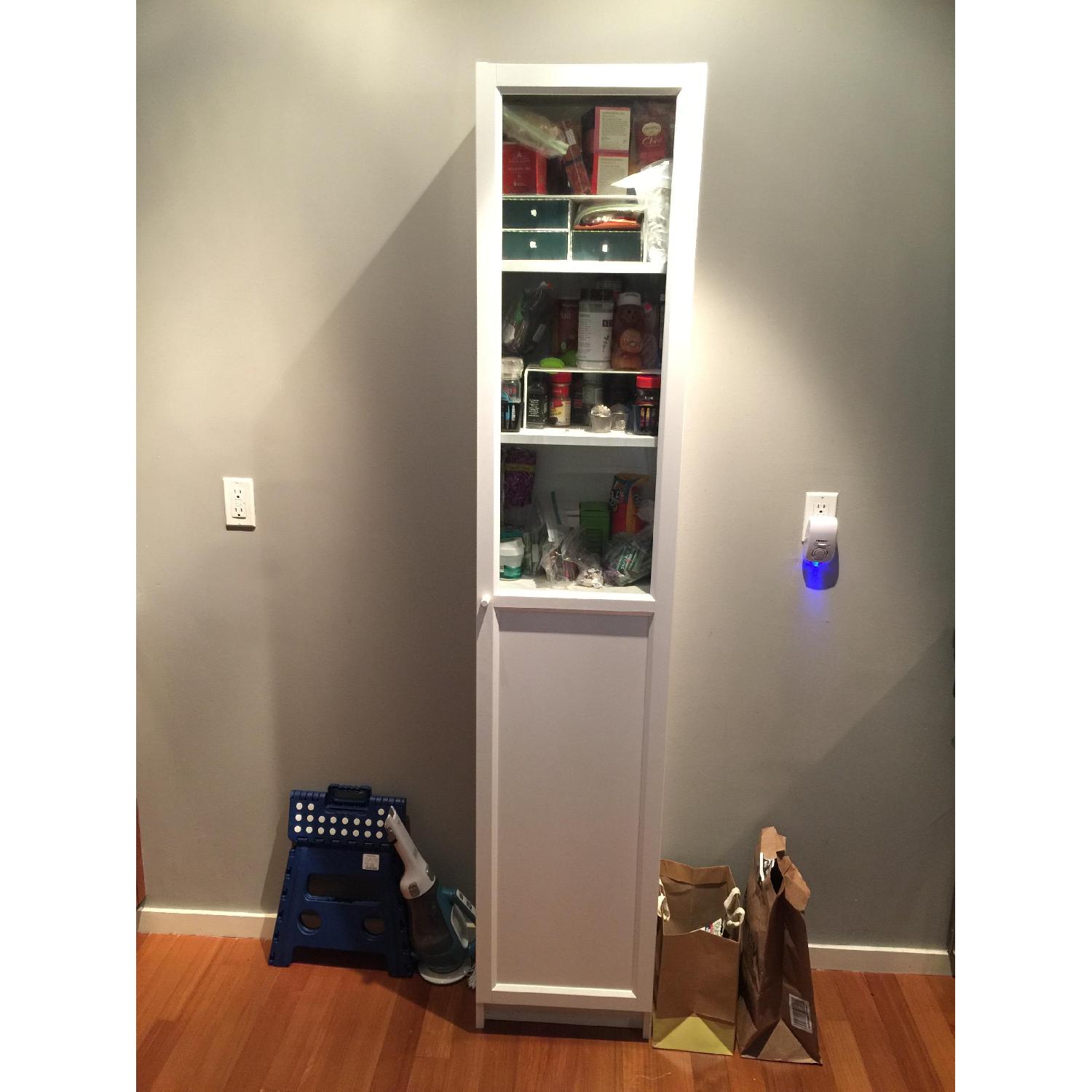 Ikea Billy Tall Bookshelf w/ Oxberg Half Glass/Half Wood Door in White
