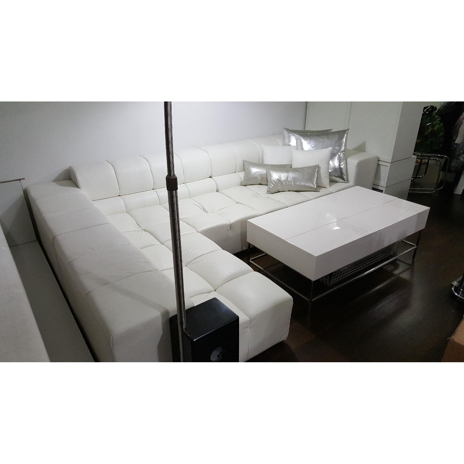 Modani Sorento Modern White Leather Sectional - image-1