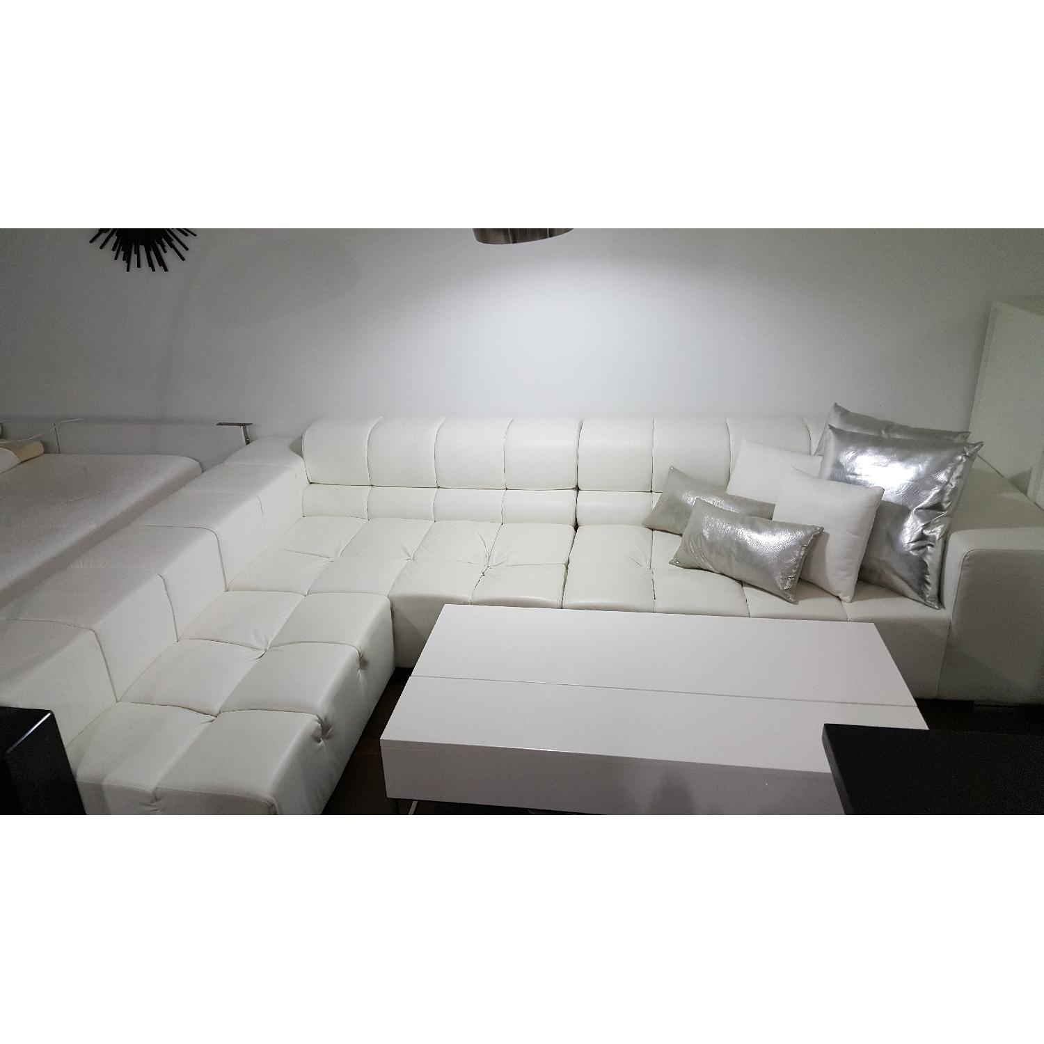 Modani Sorento Modern White Leather Sectional - image-3