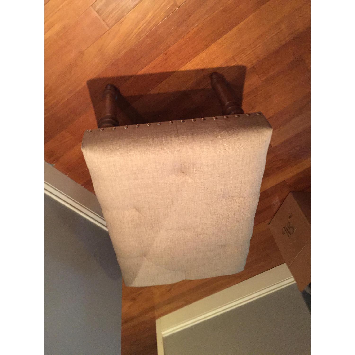 HomeGoods Tufted Cream Linen Ottoman/Footstool - image-4