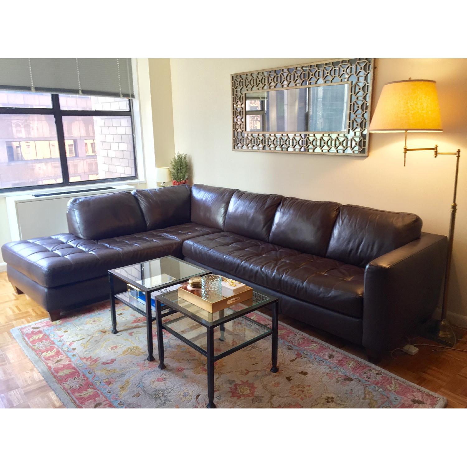 Macy's Milano Leather 2Piece Chaise Sectional Sofa in Walnut Brown