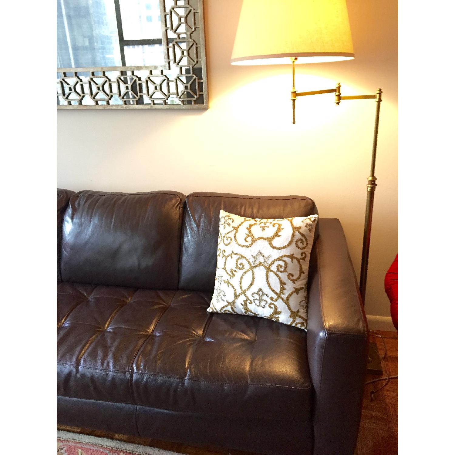 Macy's Milano Leather 2Piece Chaise Sectional Sofa in Walnut Brown