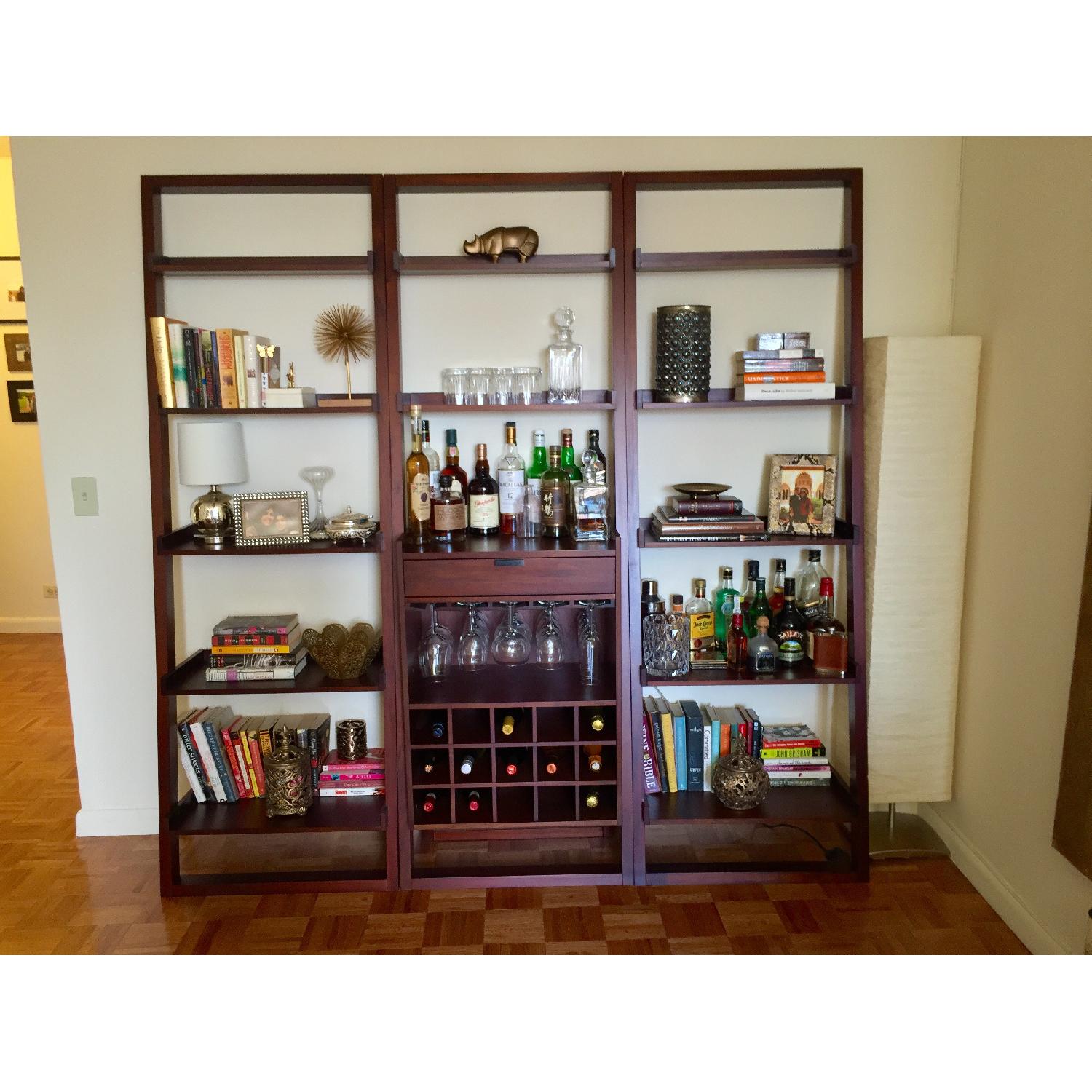 Crate & Barrel Leaning Bar w/ 2 Bookshelves AptDeco