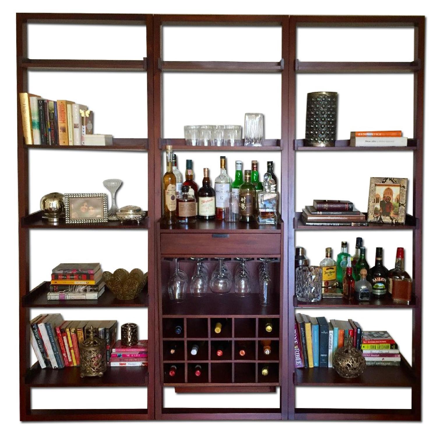 Crate & Barrel Leaning Bar w/ 2 Bookshelves AptDeco