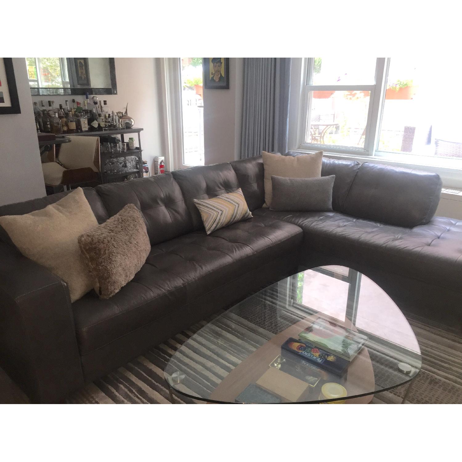 Macy's Milano Leather 2-Piece Chaise Sectional Sofa - image-1