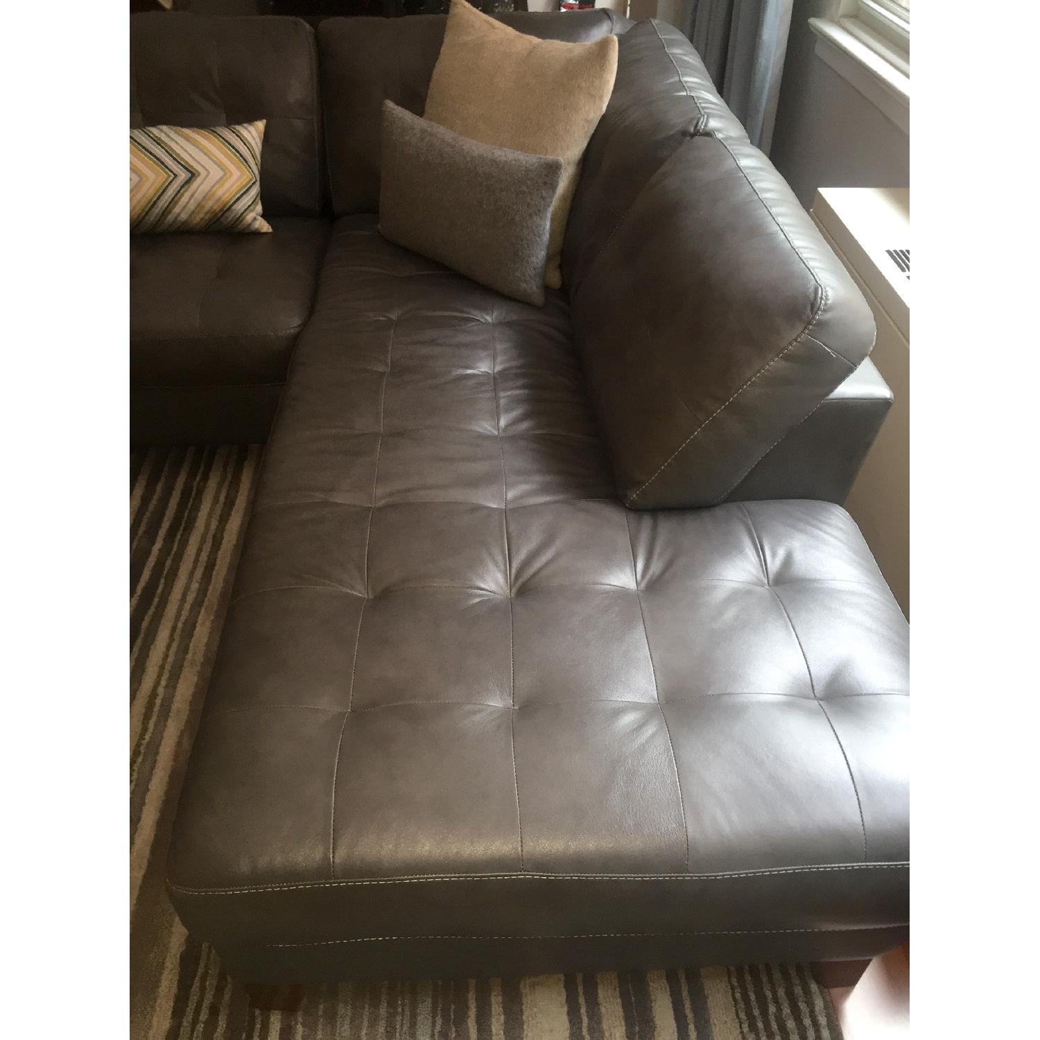 Macy's Milano Leather 2-Piece Chaise Sectional Sofa - image-3