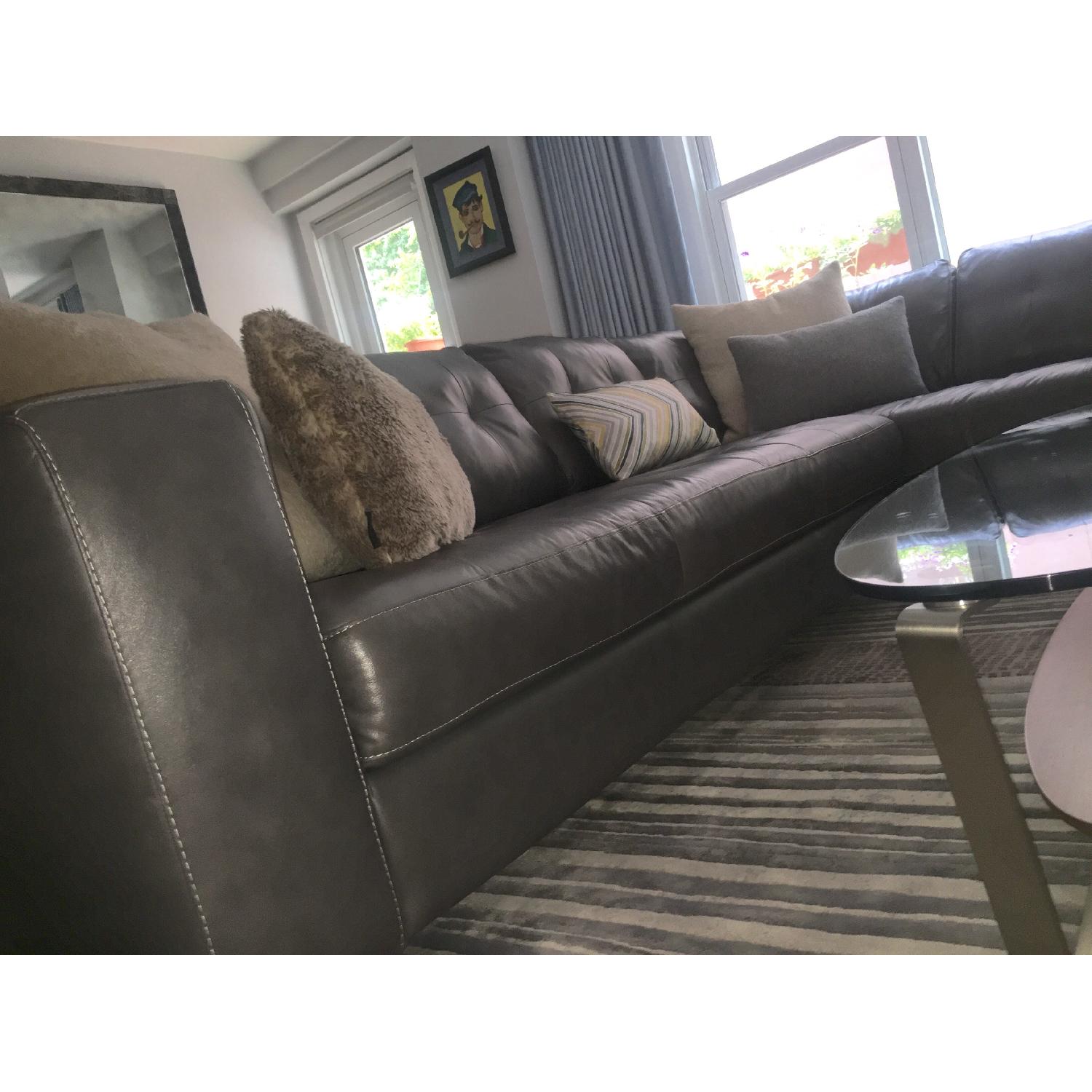 Macy's Milano Leather 2-Piece Chaise Sectional Sofa - image-4