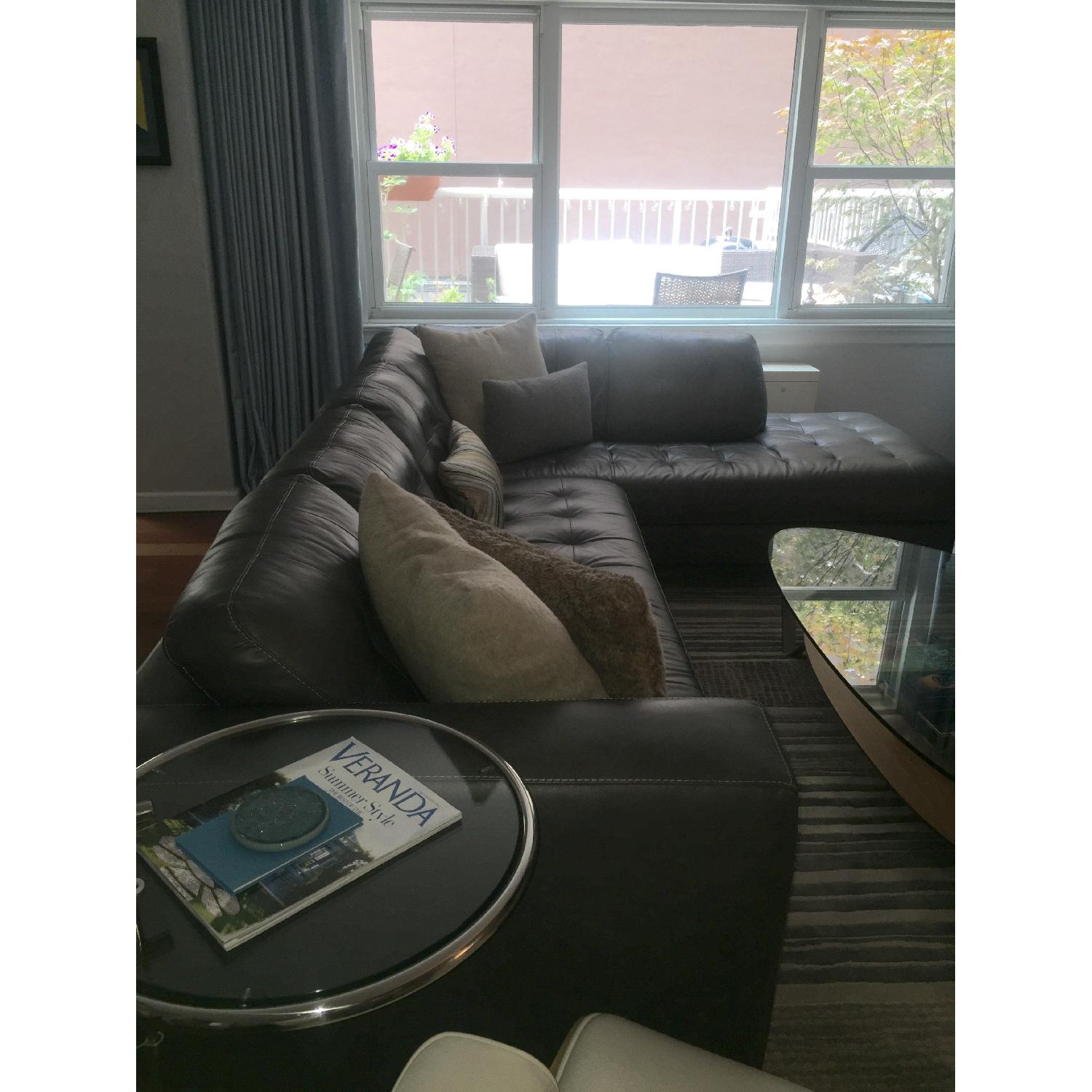 Macy's Milano Leather 2-Piece Chaise Sectional Sofa - image-5