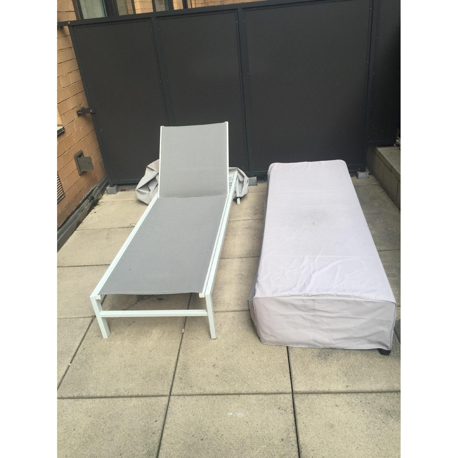 CB2 Idle Grey Outdoor Chaise Lounge AptDeco