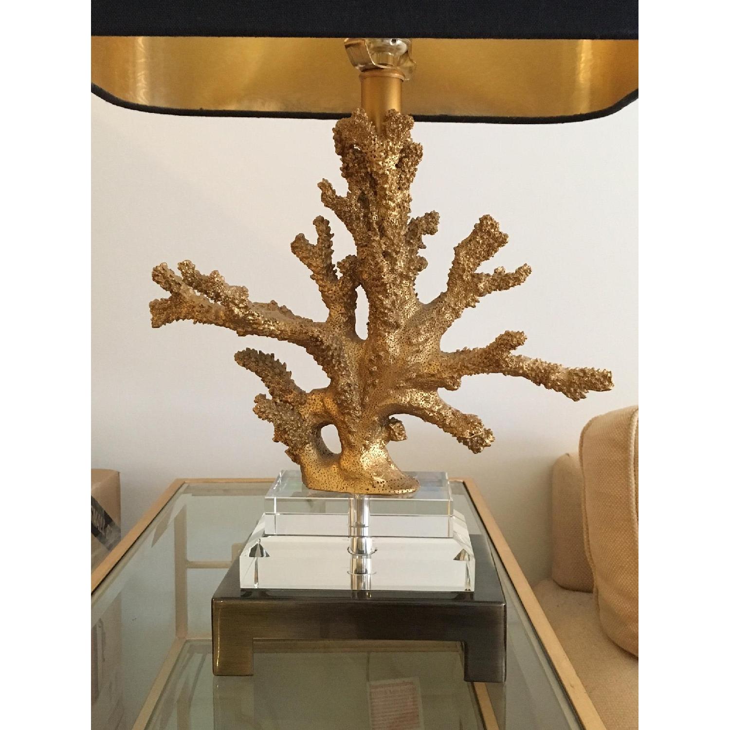 Horchow Gold Coral Lamp w/ Black Lampshade - image-4