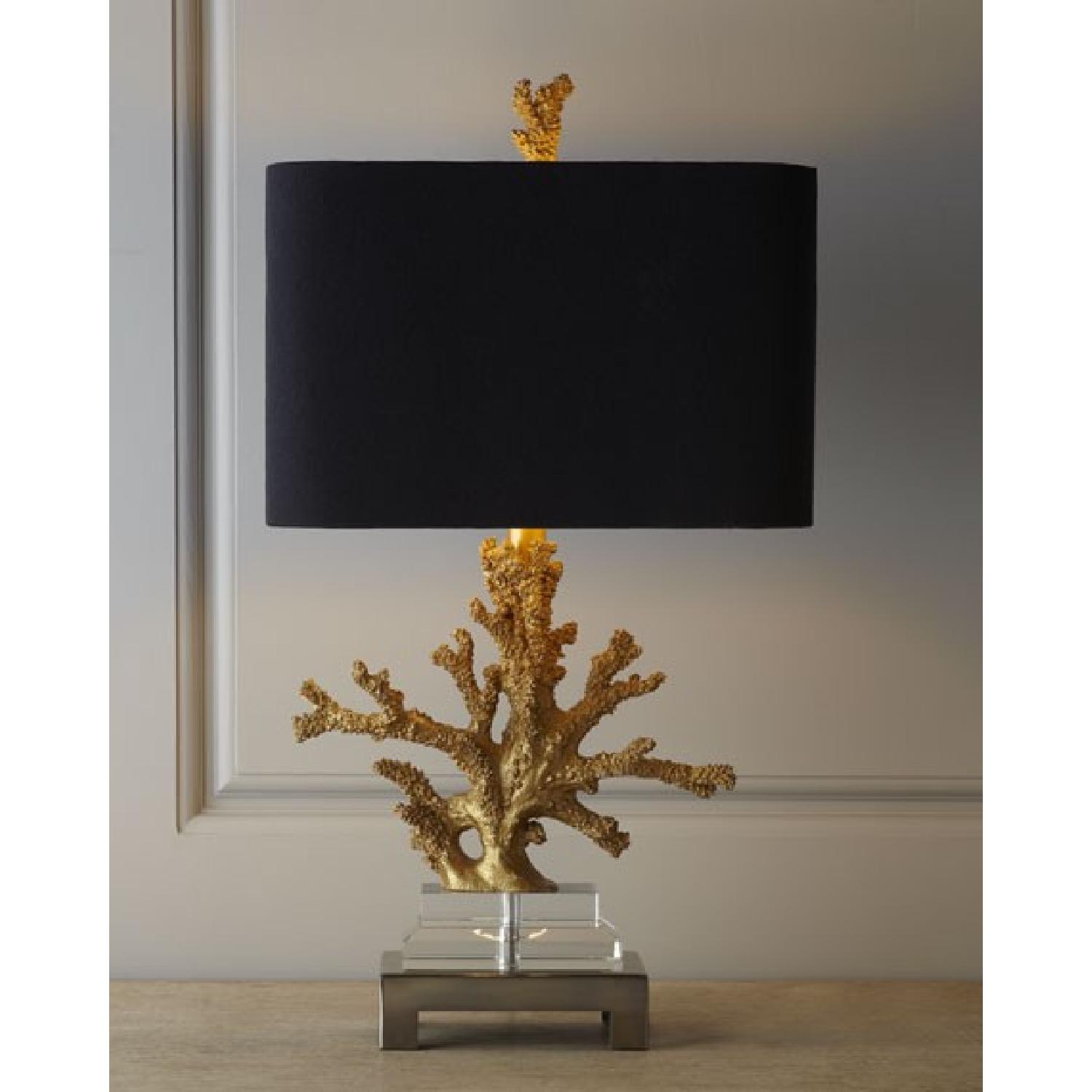 Horchow Gold Coral Lamp w/ Black Lampshade - image-5