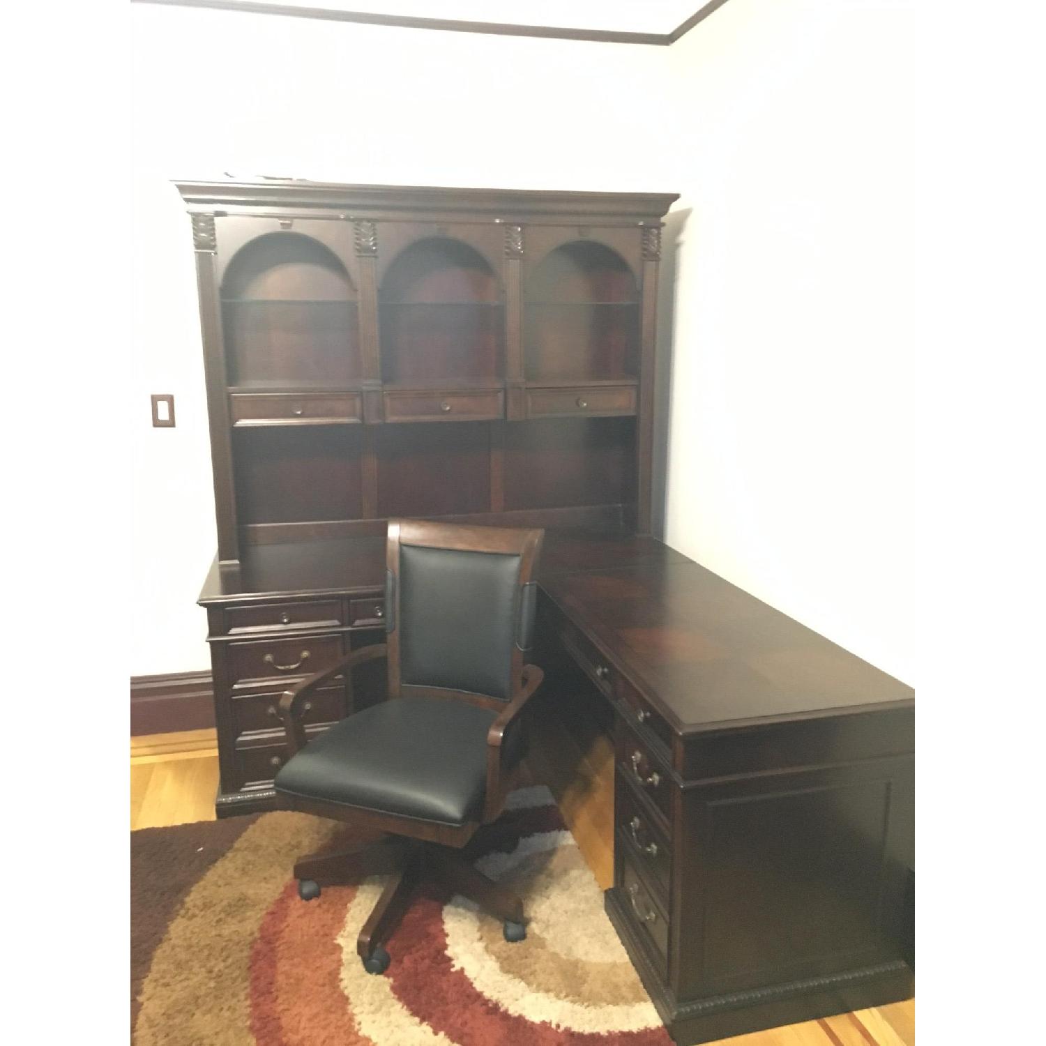 Wynwood Wellington L Shaped Desk w/ Hutch & Executive Chair - image-1