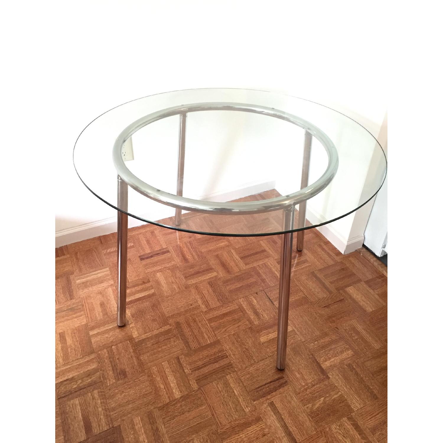 Ikea Salmi Chrome Plated Glass Table AptDeco