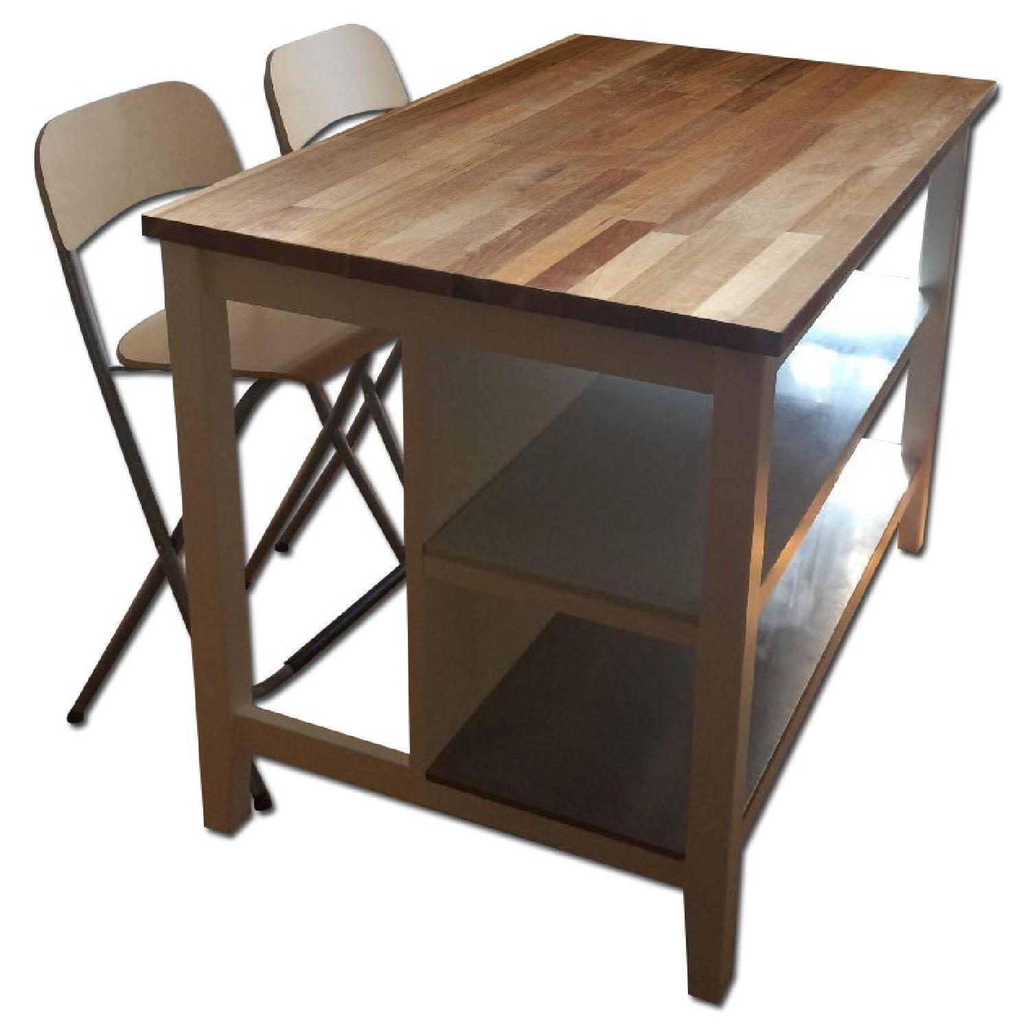 Ikea Dining Table w/ Shelf Space & 2 Chairs - image-0