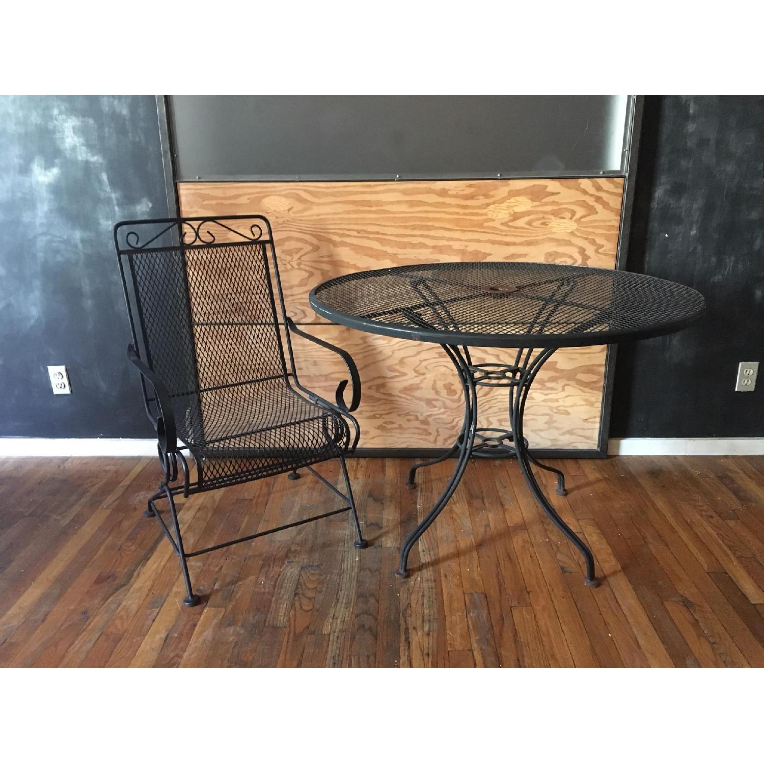 Wrought Iron Patio Table + Rocking Chair AptDeco