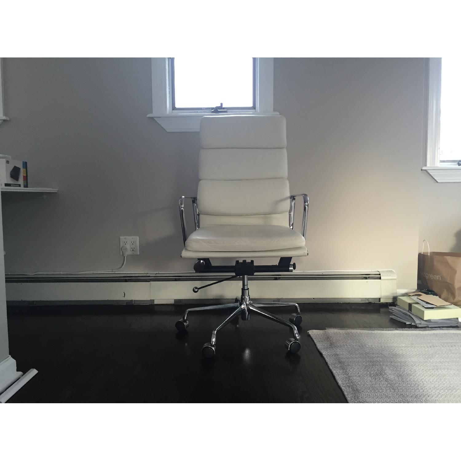 EamesInspired White Leather & Chrome Office Chair AptDeco