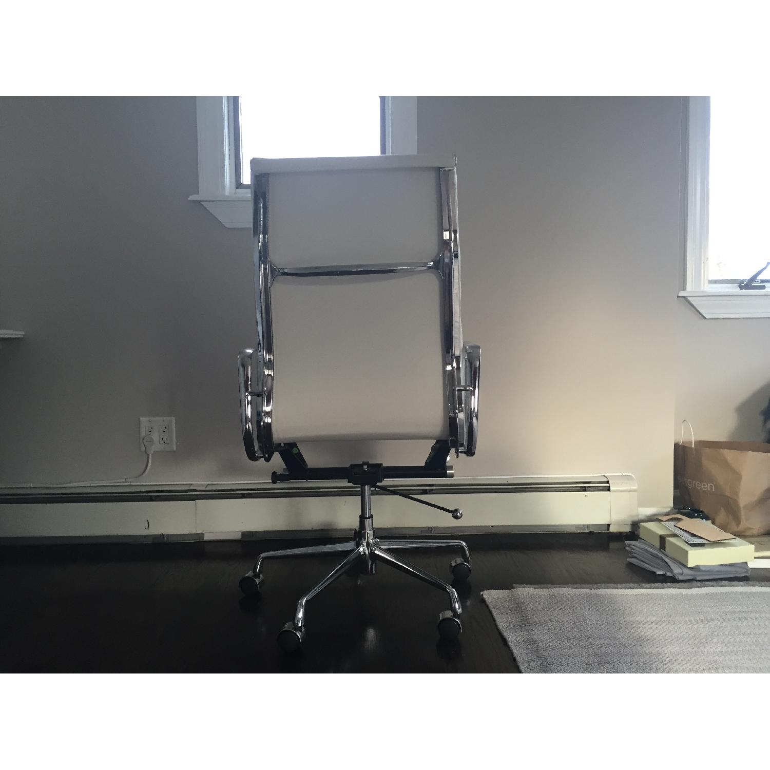 EamesInspired White Leather & Chrome Office Chair AptDeco