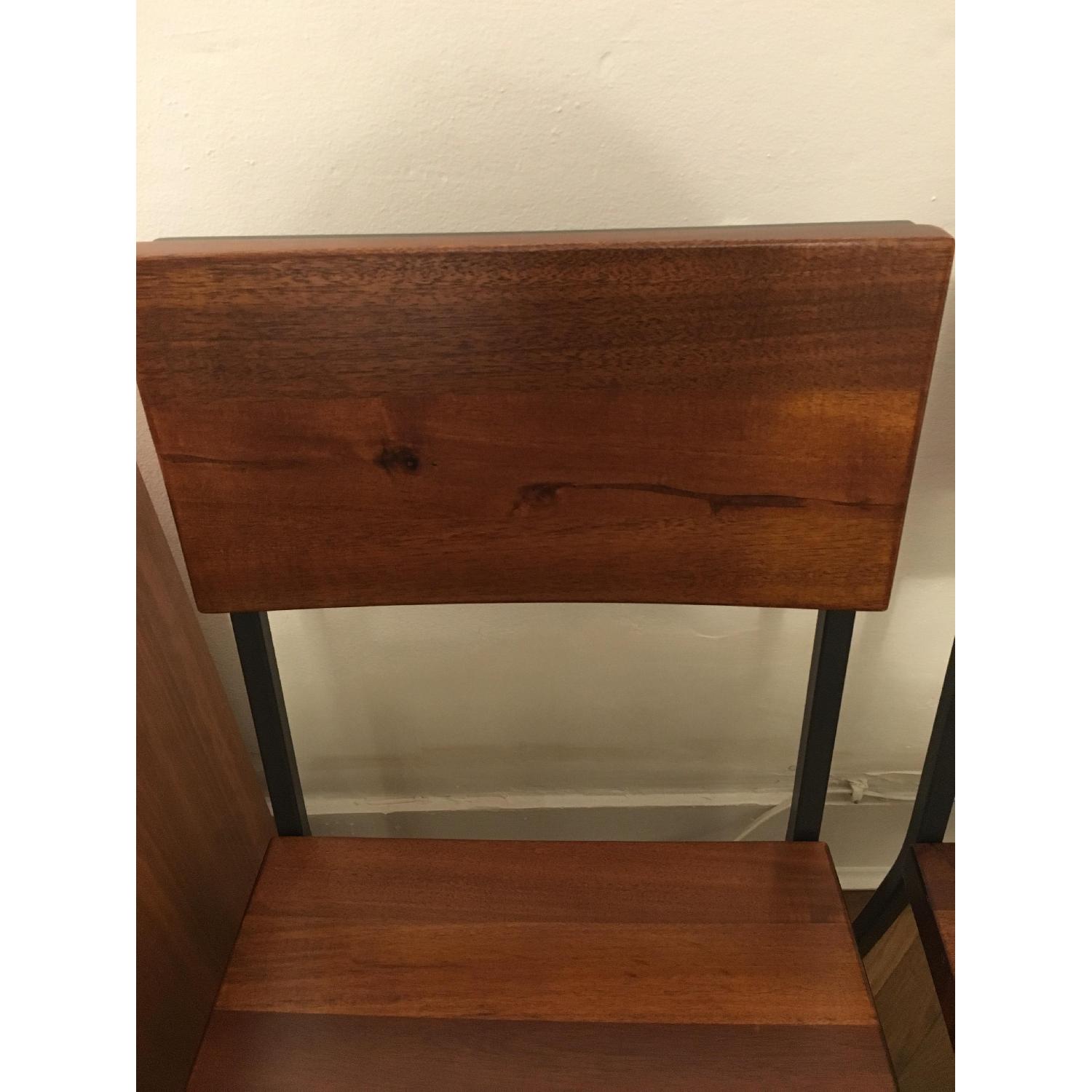 West Elm Box Frame Square Glass Dining Table w/ 2 Rustic Dining Chairs - image-2