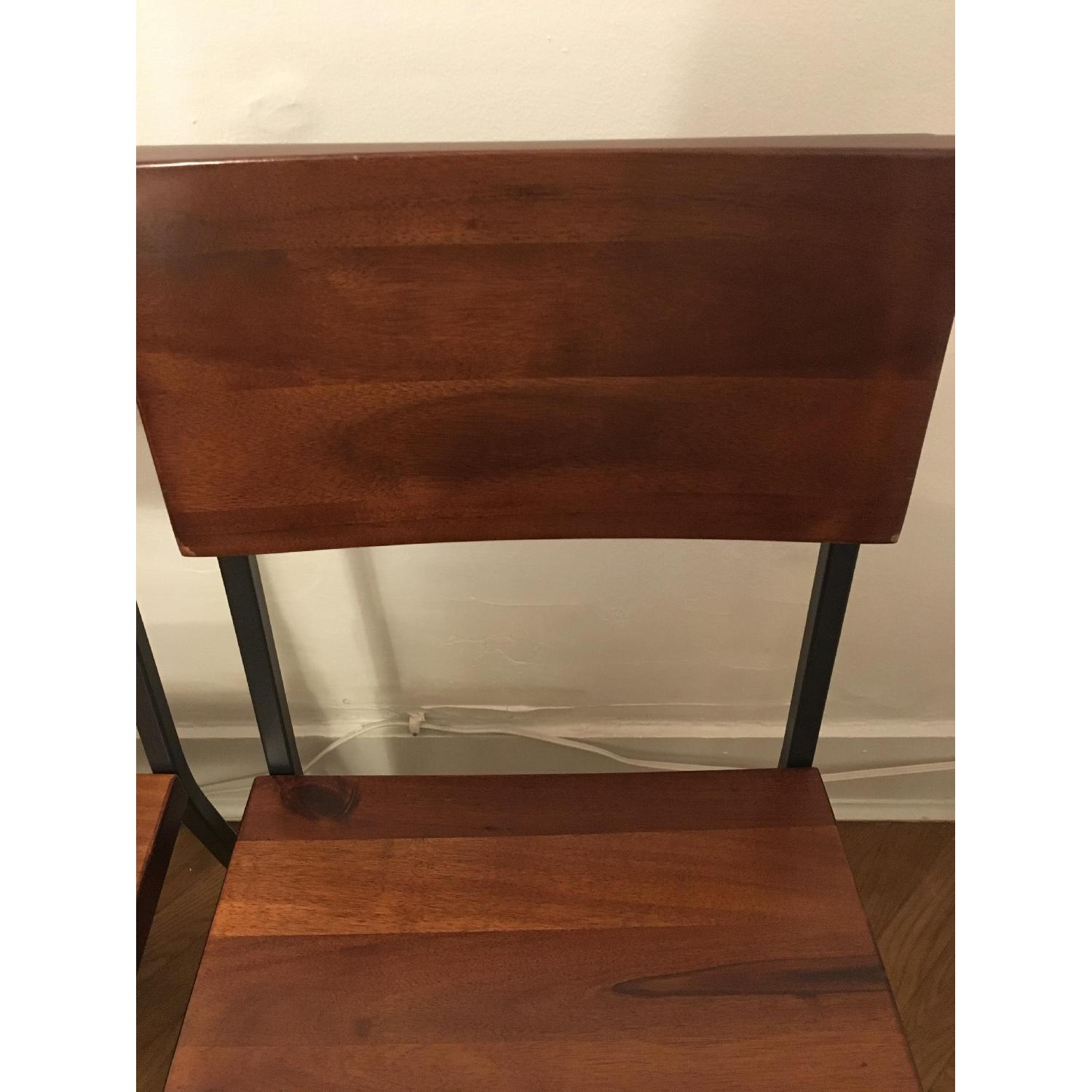 West Elm Box Frame Square Glass Dining Table w/ 2 Rustic Dining Chairs - image-7