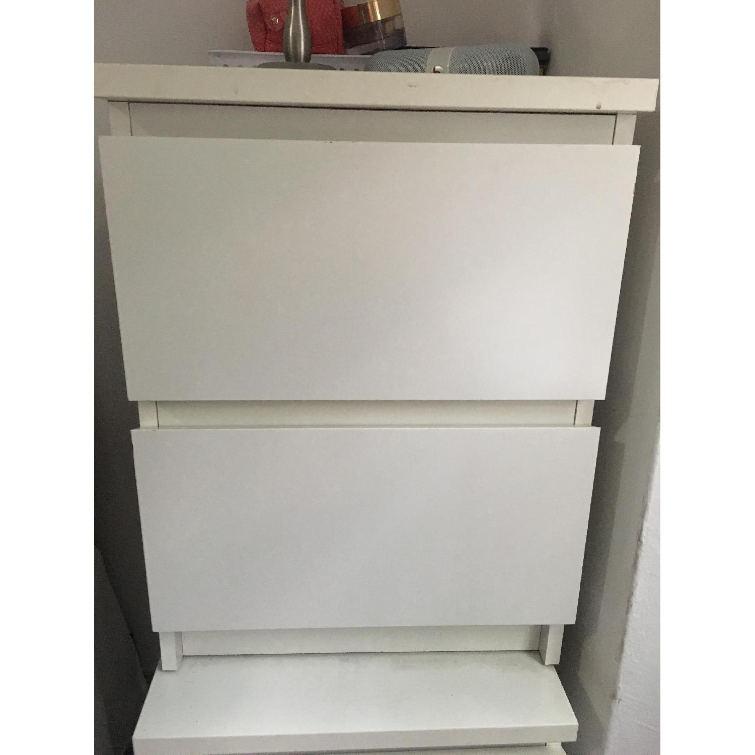 Ikea White Side Tables w/ Drawers AptDeco