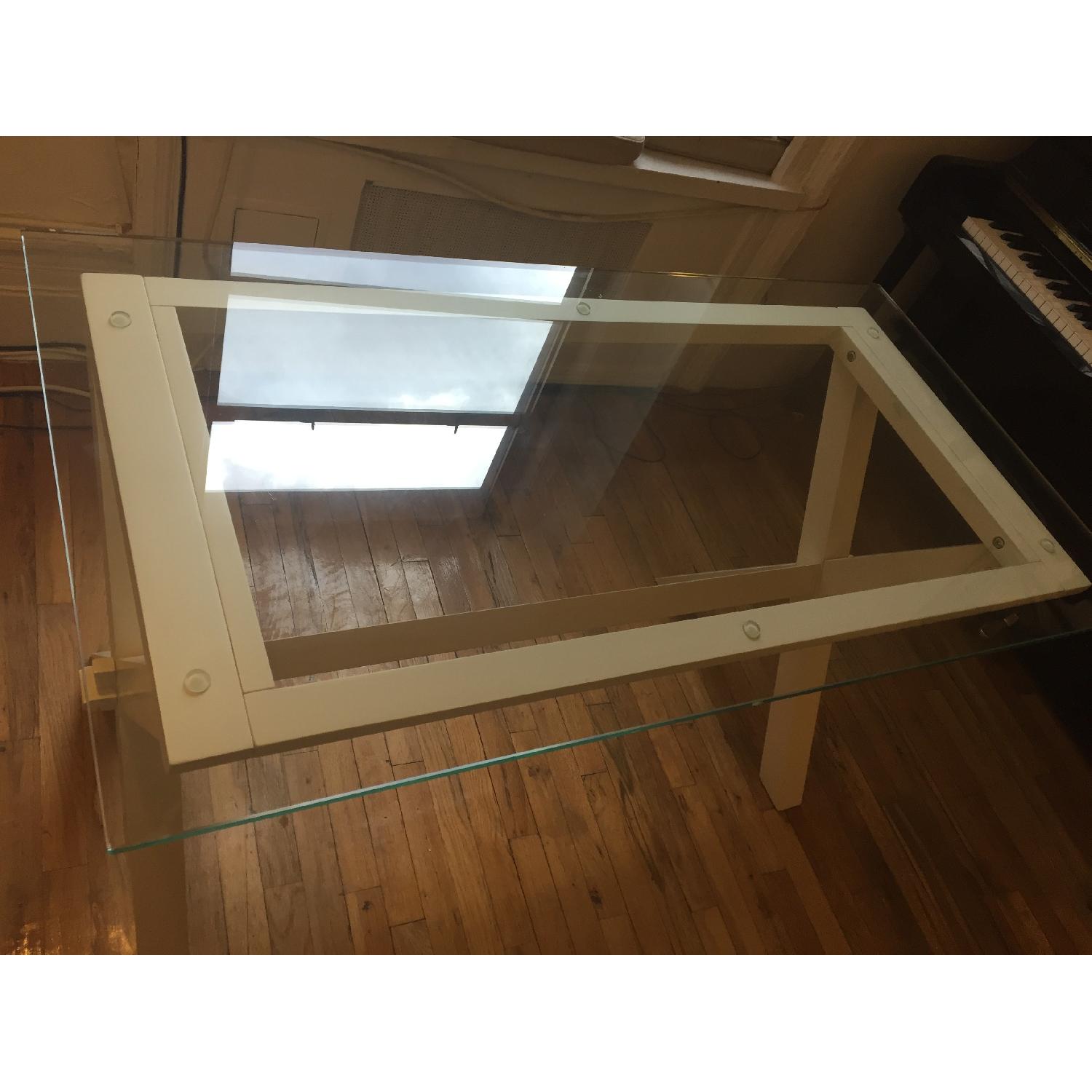 Pottery Barn Glass Top White Cross-Legged Desk - image-3