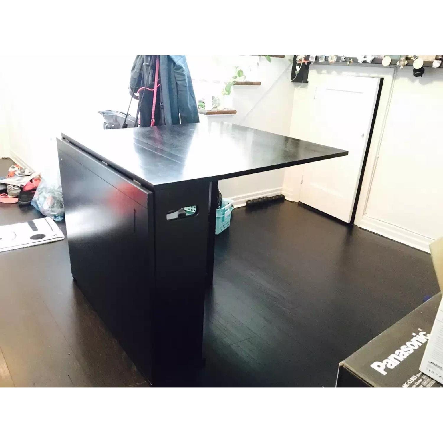 Crate & Barrel Span Black Gateleg Dining Table - image-6