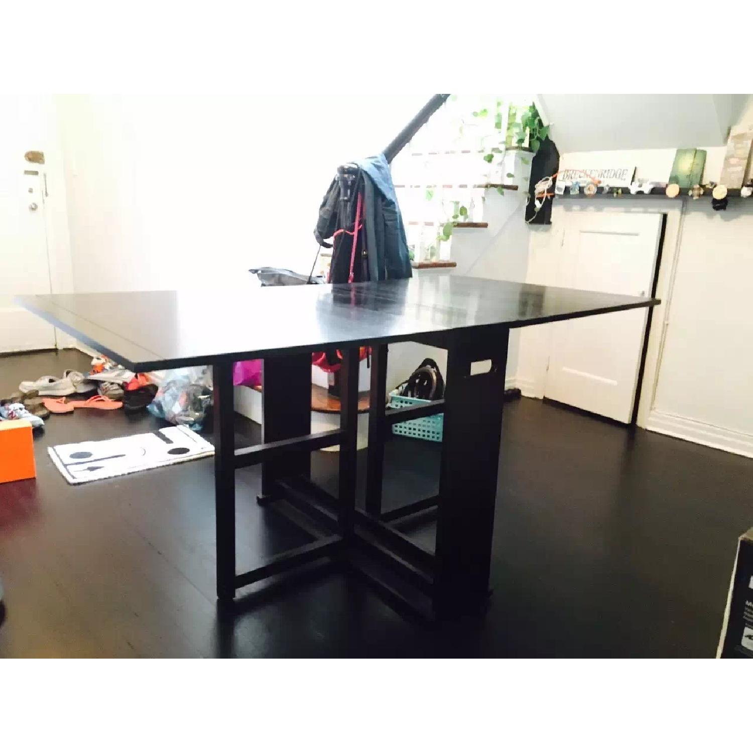 Crate & Barrel Span Black Gateleg Dining Table - image-7