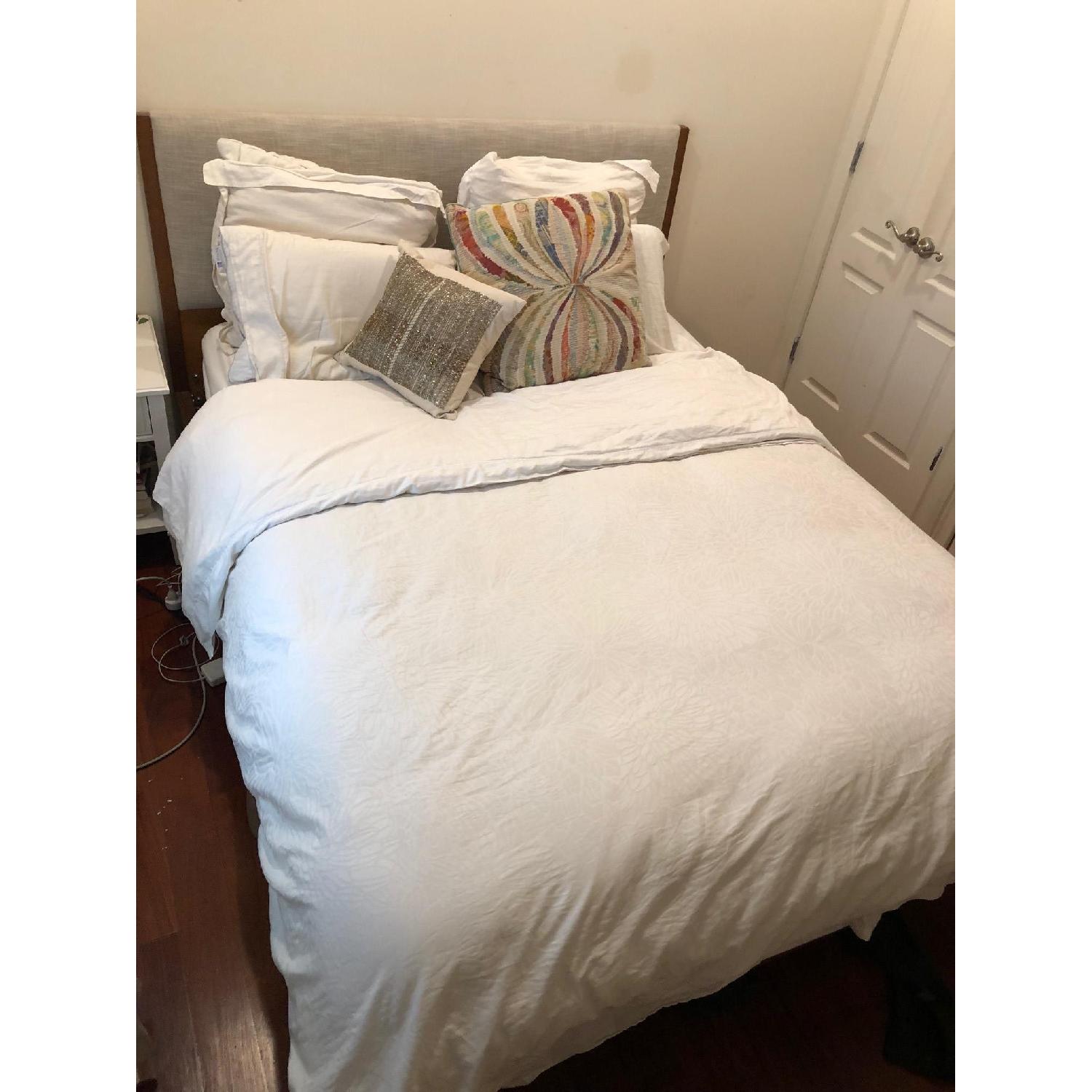 West Elm Queen Modern Bed in Linen Weave - image-3