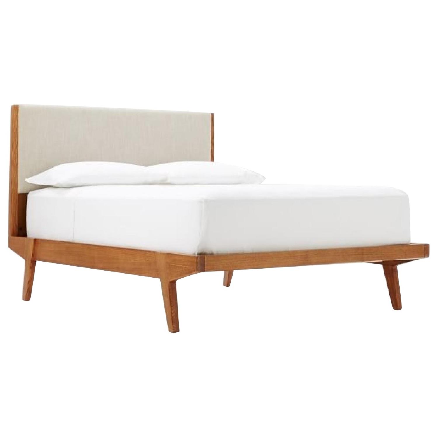 West Elm Queen Modern Bed in Linen Weave - image-0