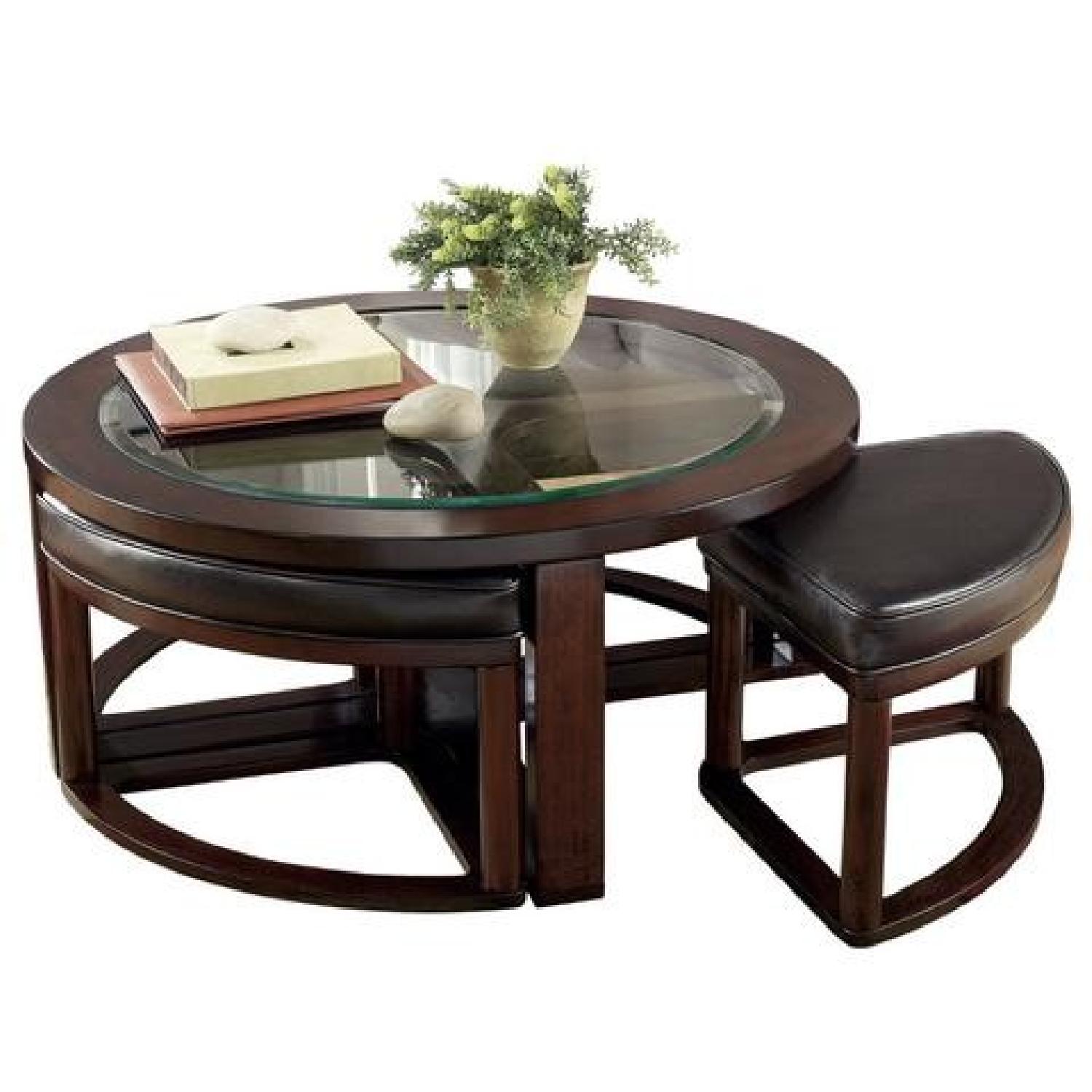Red Barrel Studio Plumwood Coffee Table W 4 Nested Stools Aptdeco