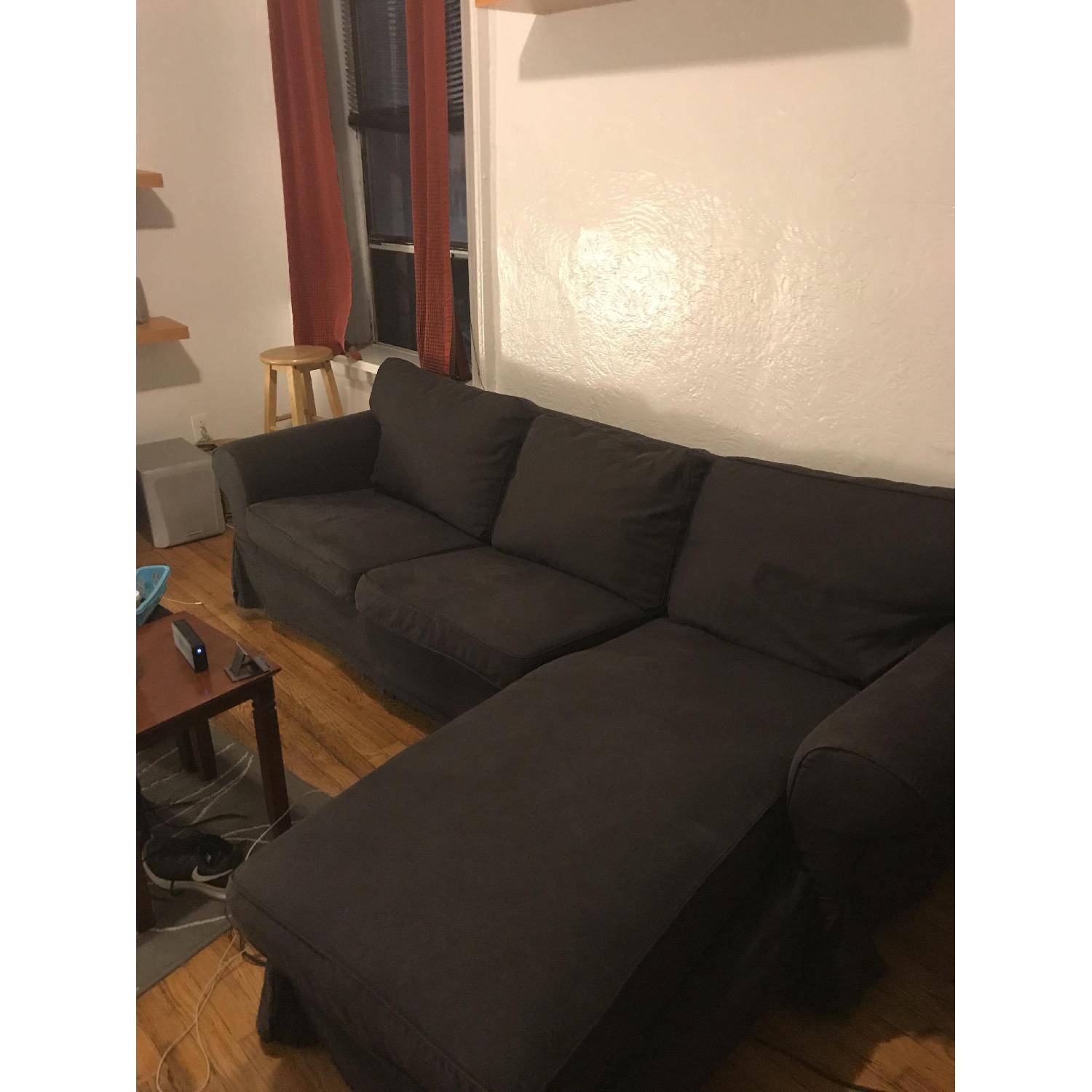 Ikea Black Sectional Sofa w/ Reversible Chaise AptDeco