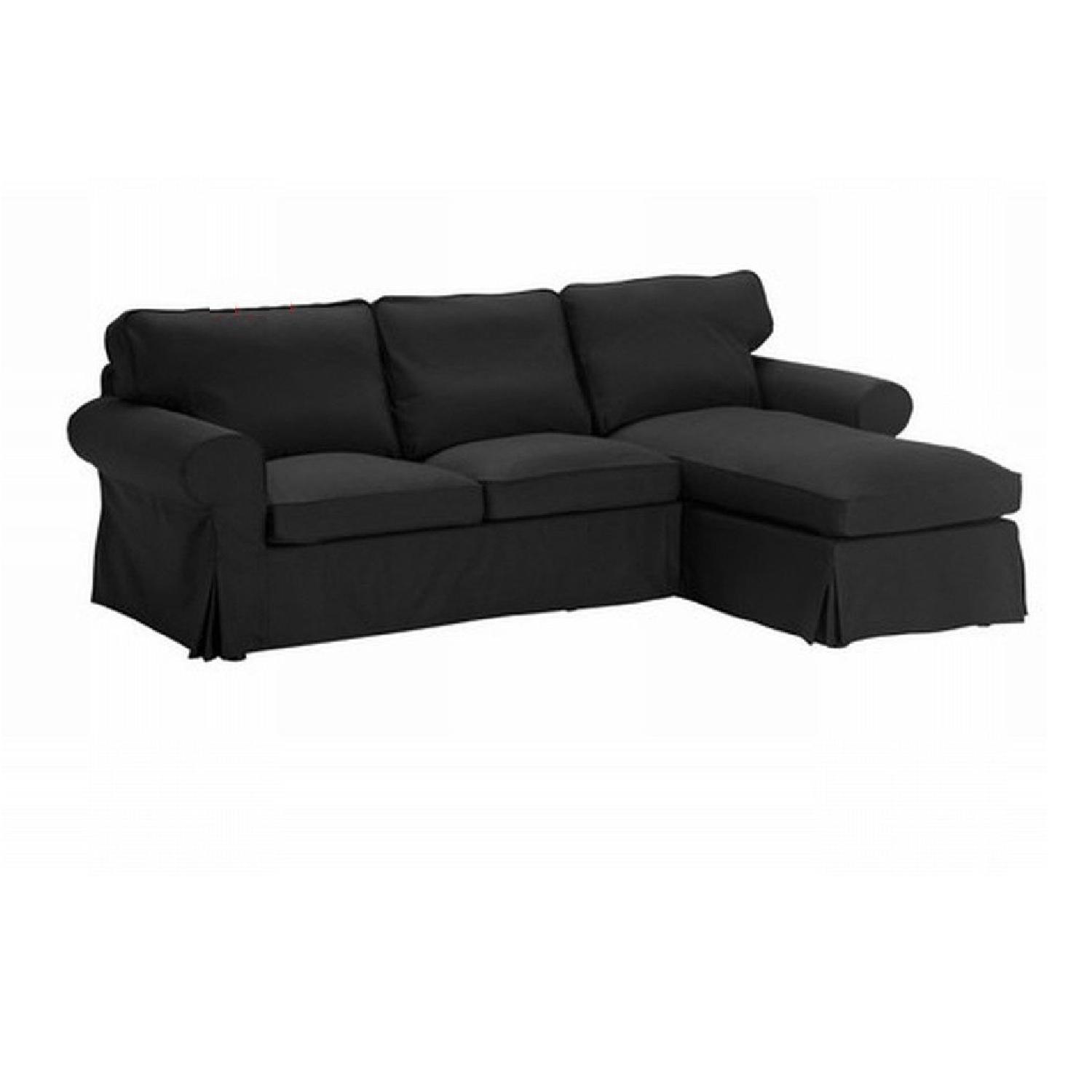 Ikea Black Sectional Sofa w/ Reversible Chaise AptDeco