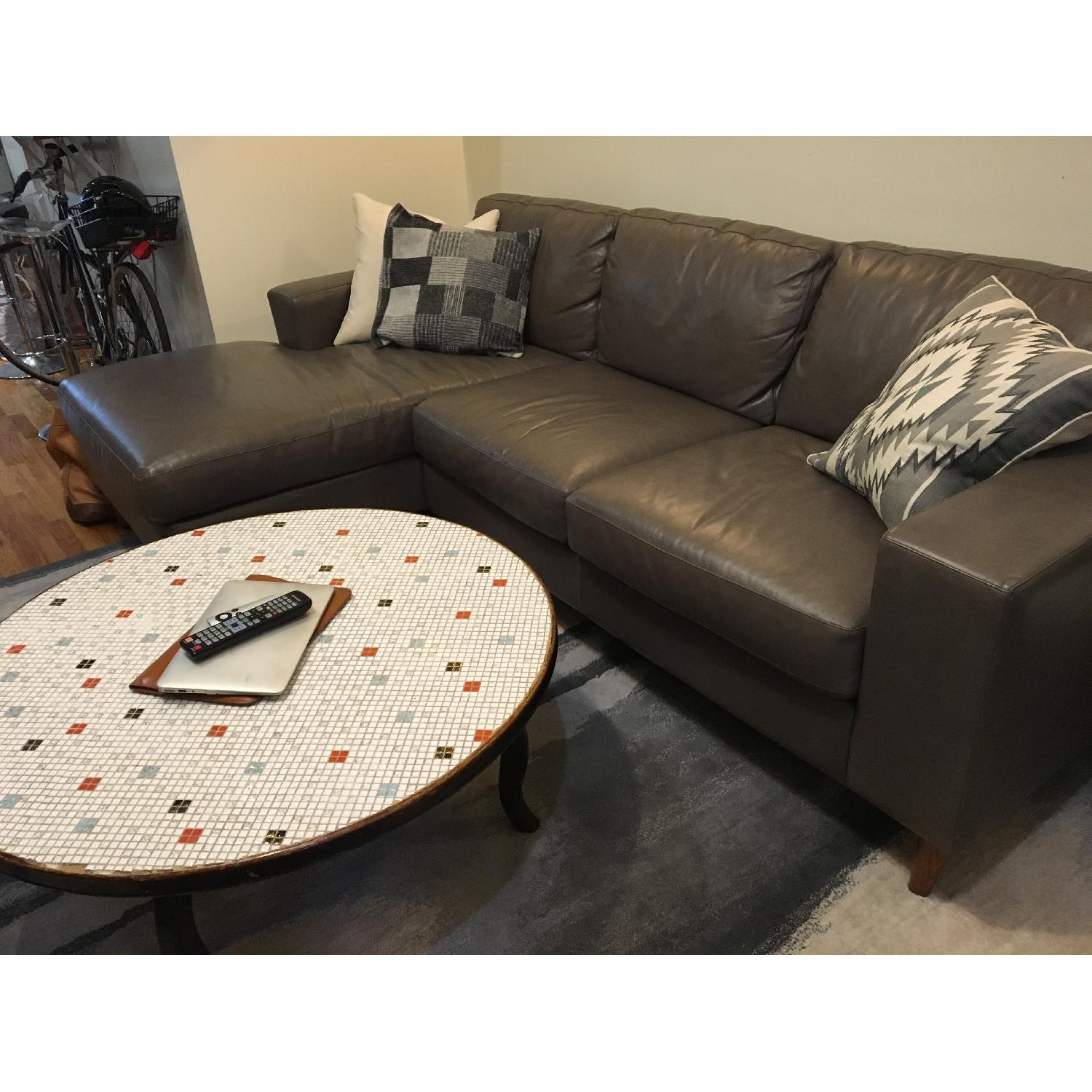West Elm Urban Leather 2-Piece Chaise Sectional Sofa - image-1