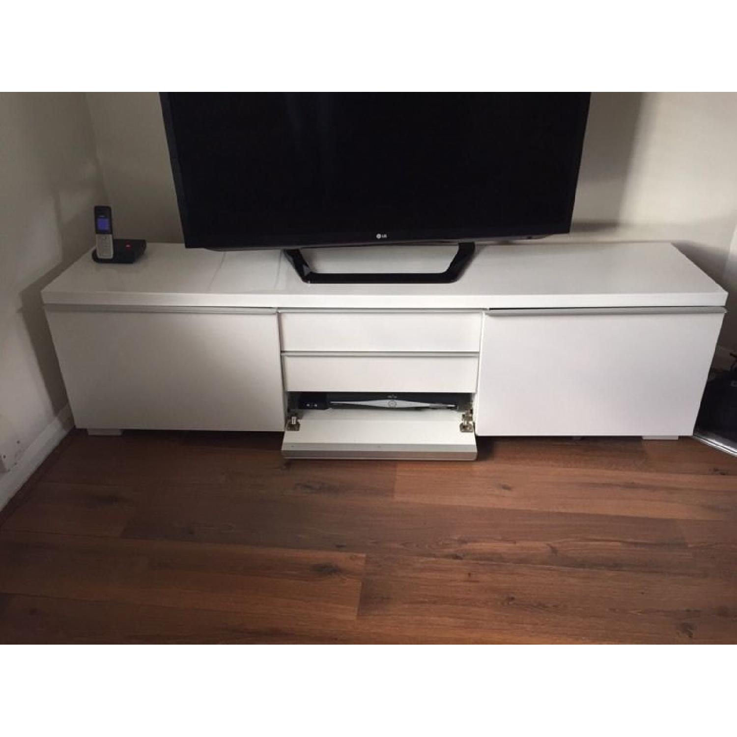 Ikea Besta Burs Media Console in High Gloss White - image-1