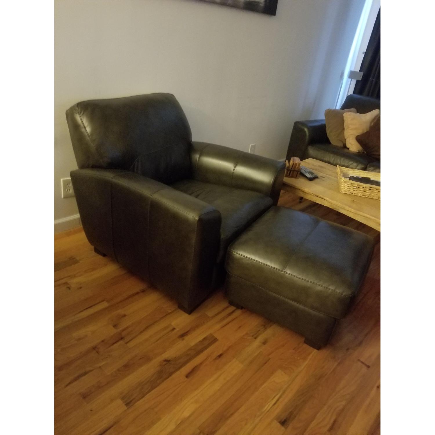 Raymour & Flanigan Ryden Leather Sofa + Chair & Ottoman AptDeco