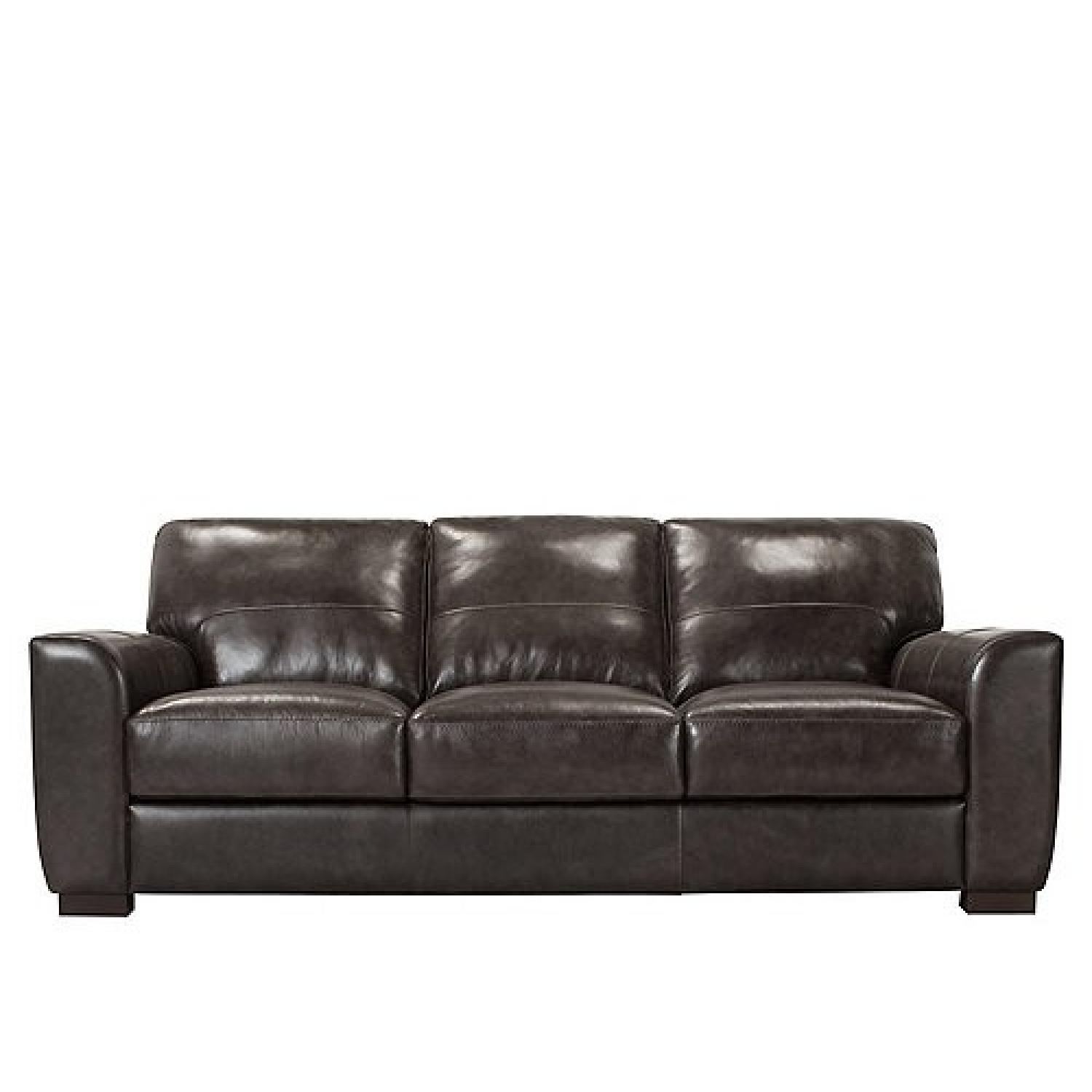 Raymour & Flanigan Ryden Leather Sofa + Chair & Ottoman AptDeco