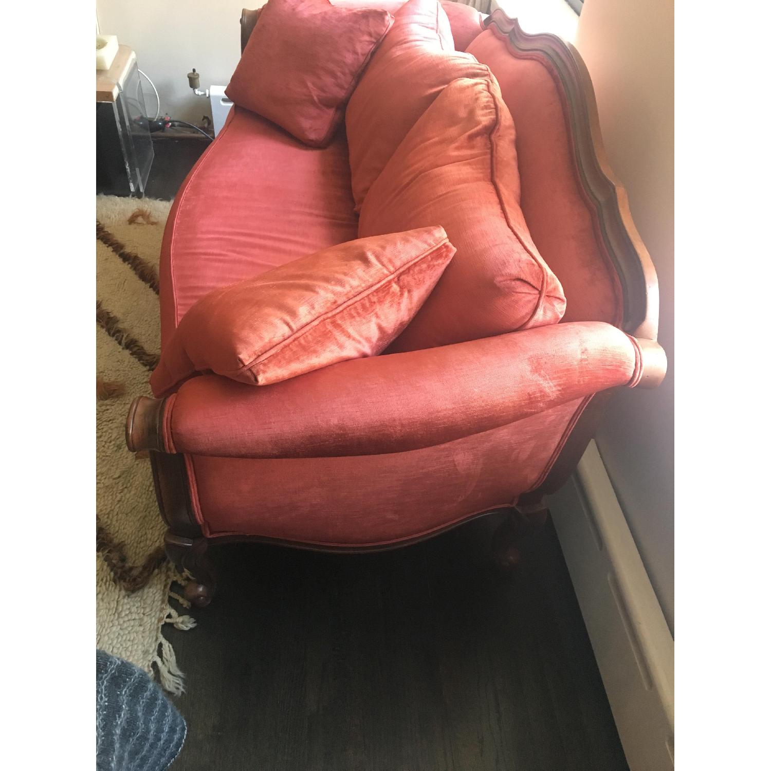 Ethan Allen French Settee in Red Velvet - image-2