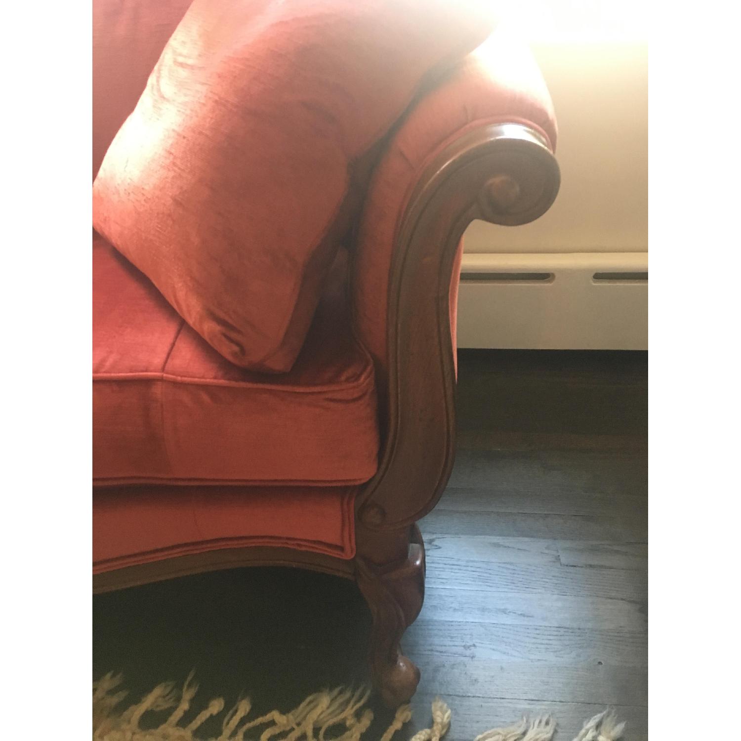 Ethan Allen French Settee in Red Velvet - image-3