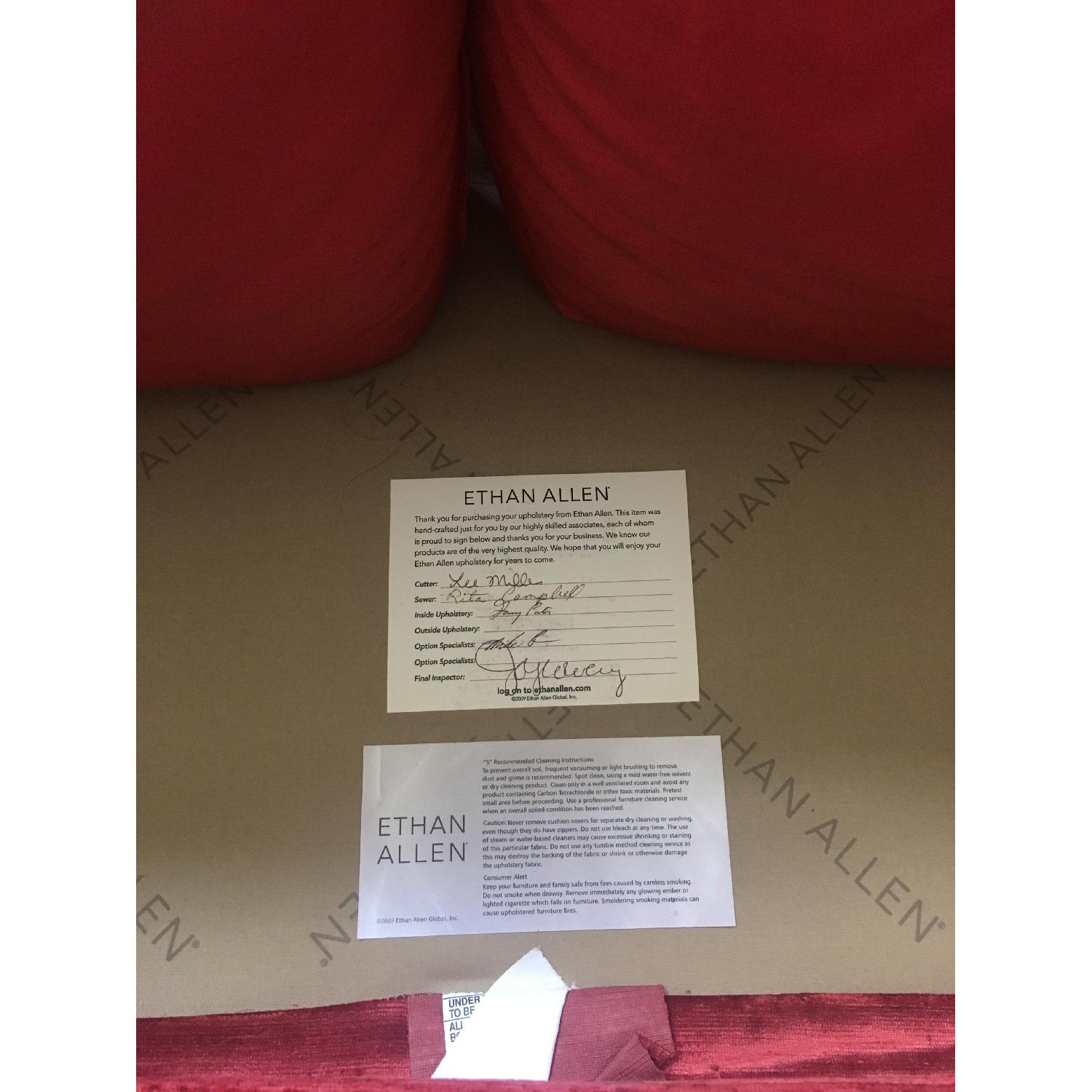 Ethan Allen French Settee in Red Velvet - image-5