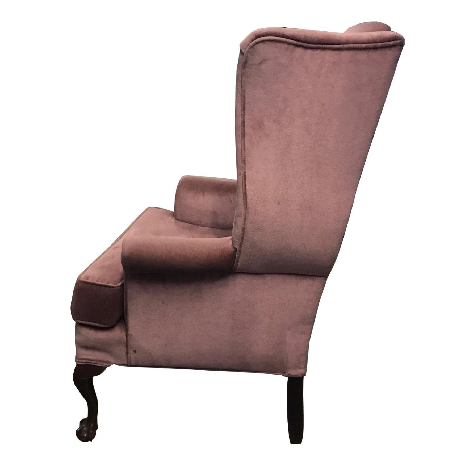 Vintage Wingback Chair w/ Wood Claw Feet - image-1
